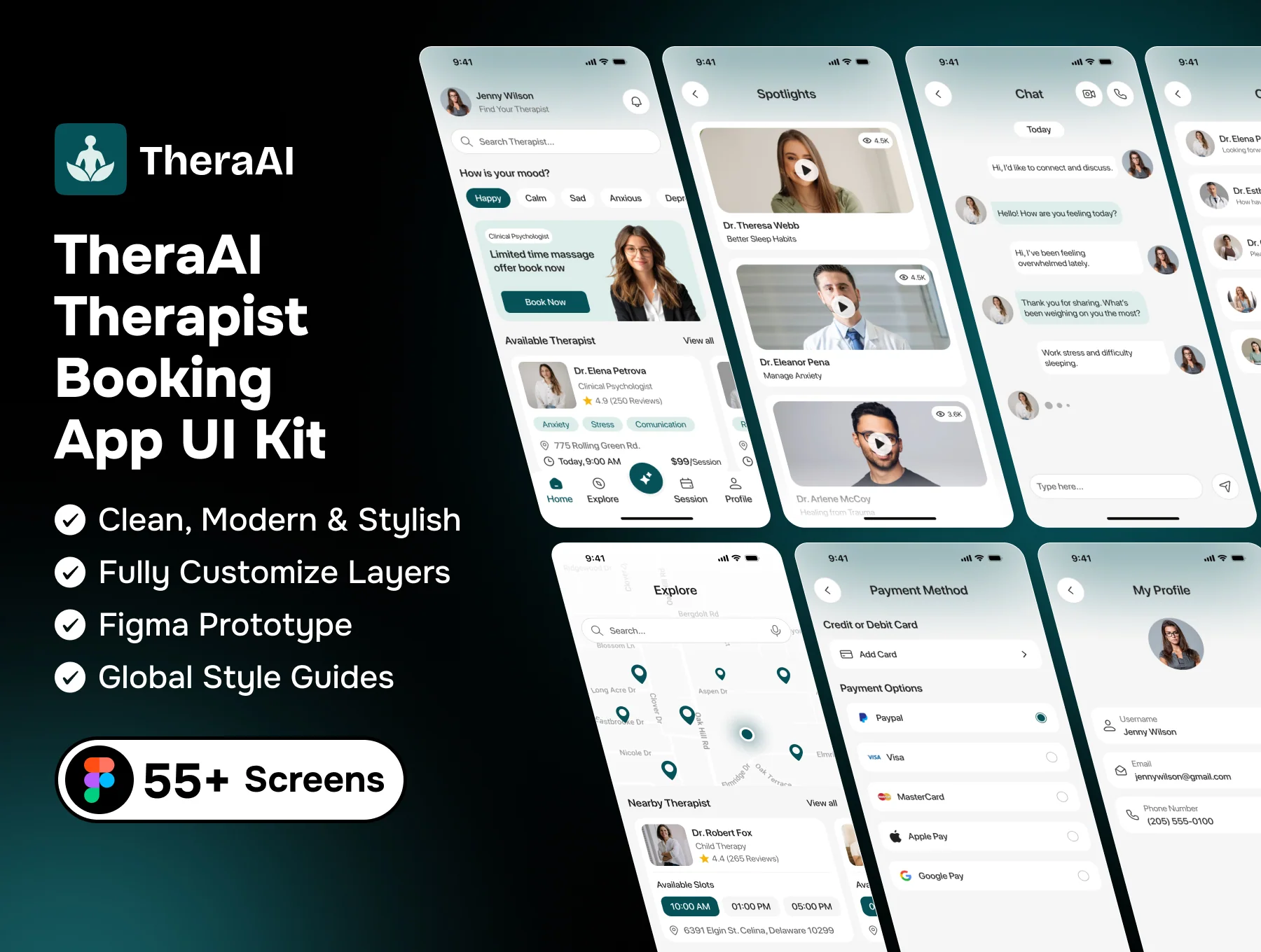 TheraAI - Therapist Booking App UI Kit
