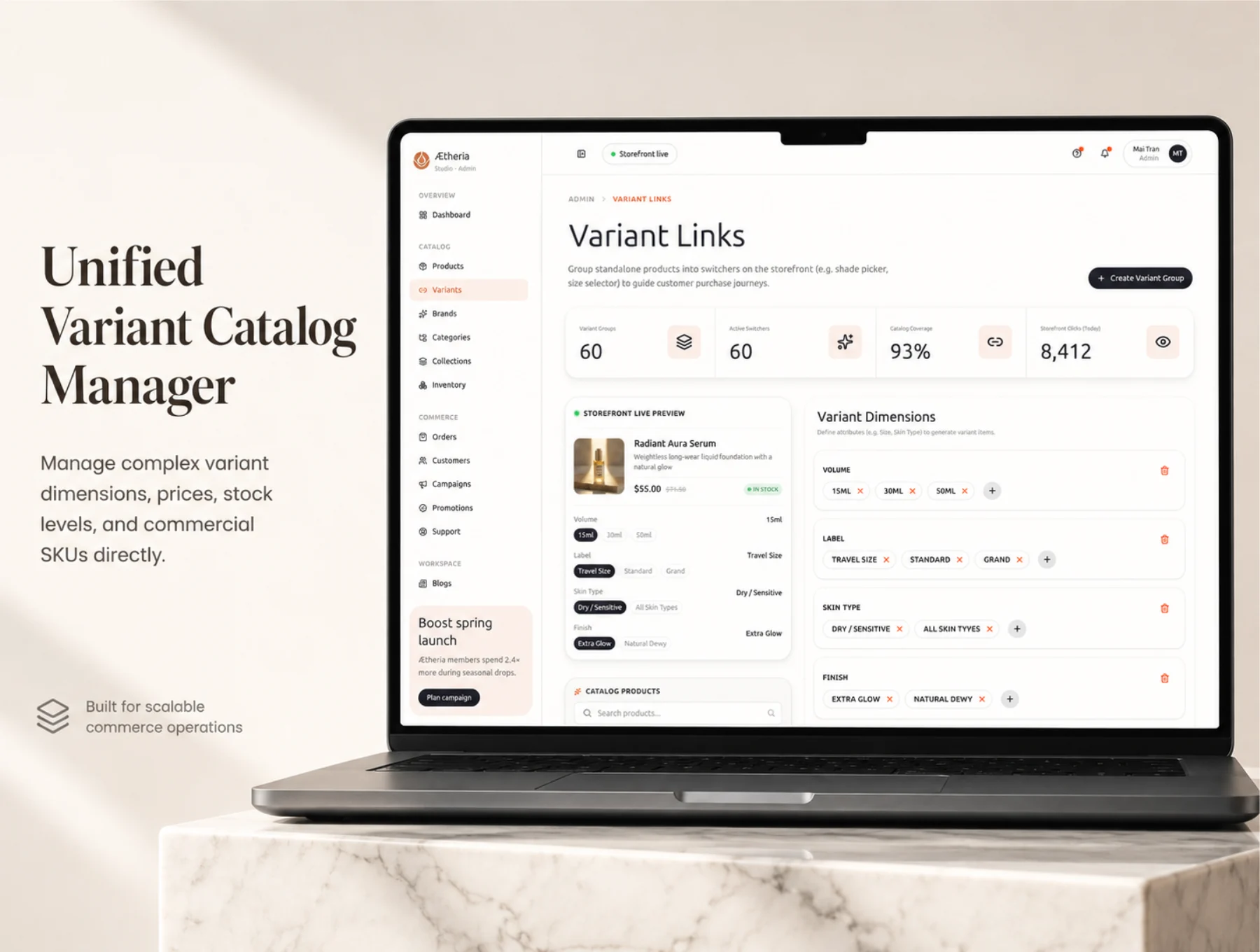 Ætheria - Premium Next.js Beauty Ecommerce Admin Dashboard Template 5