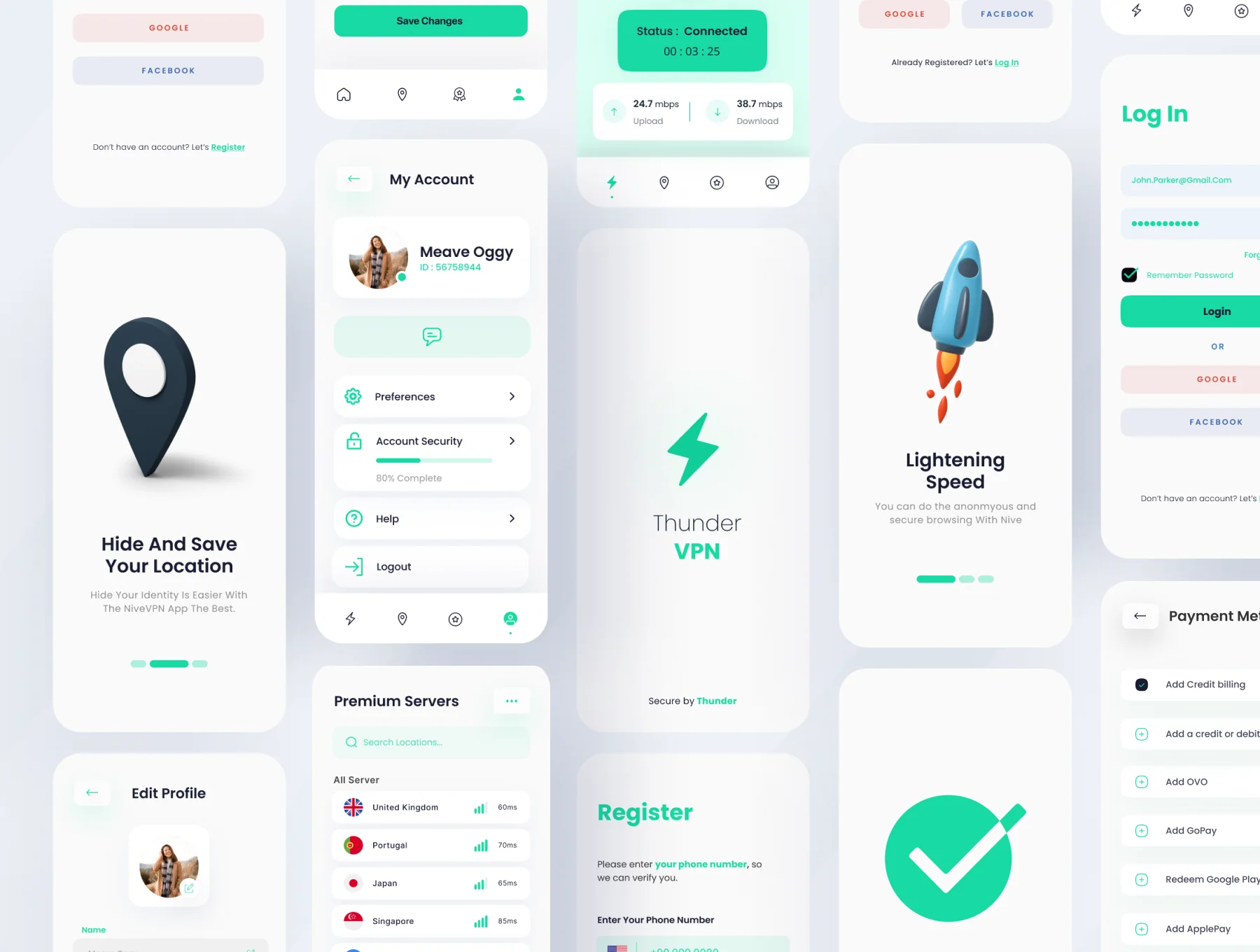Thunder - A Premium Mobile VPN App UI Kit 3