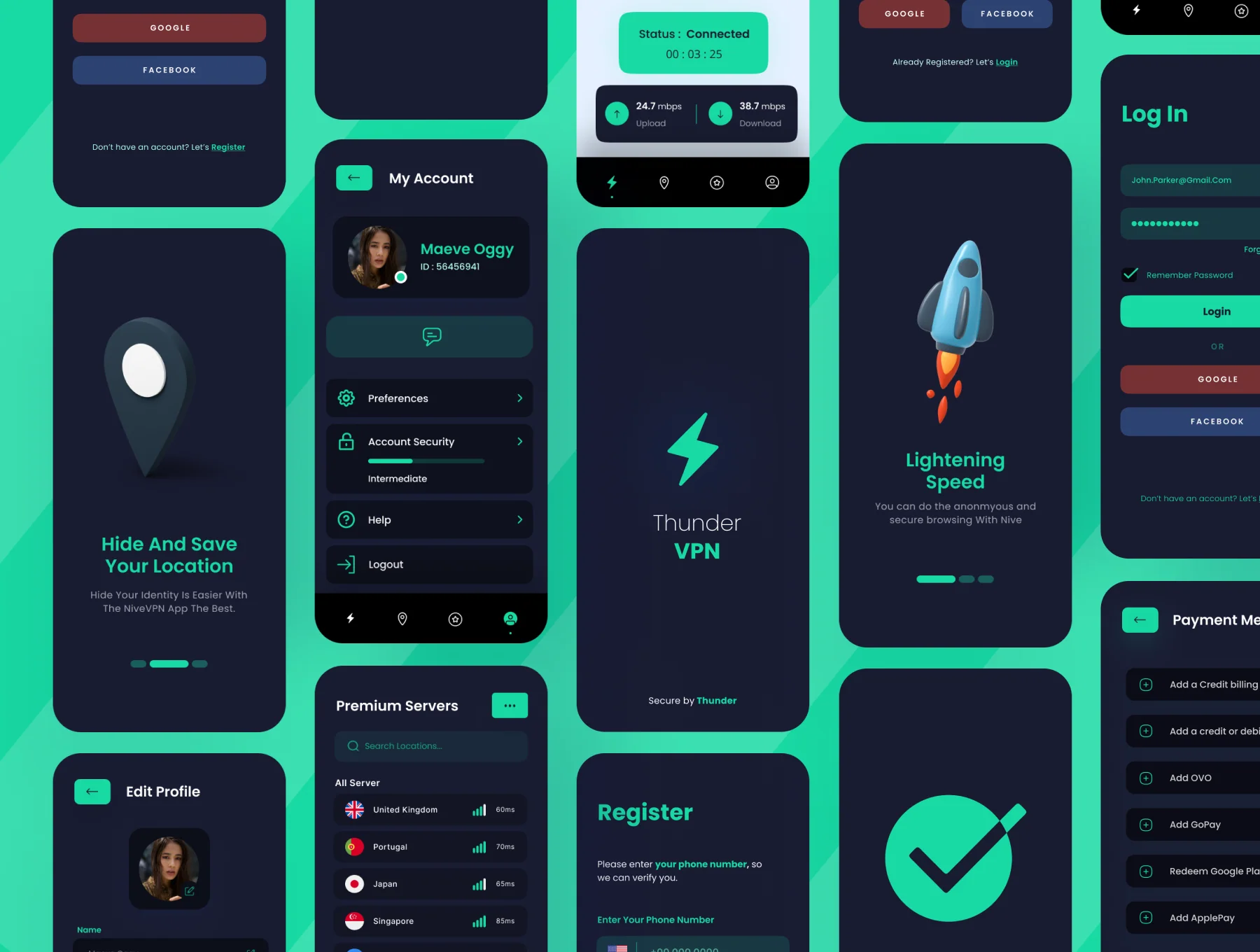 Thunder - A Premium Mobile VPN App UI Kit 4