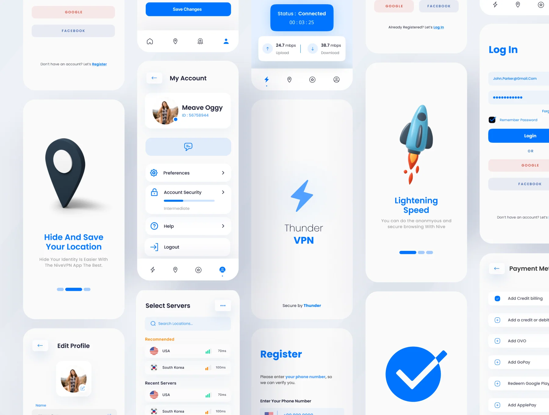 Thunder - A Premium Mobile VPN App UI Kit 5