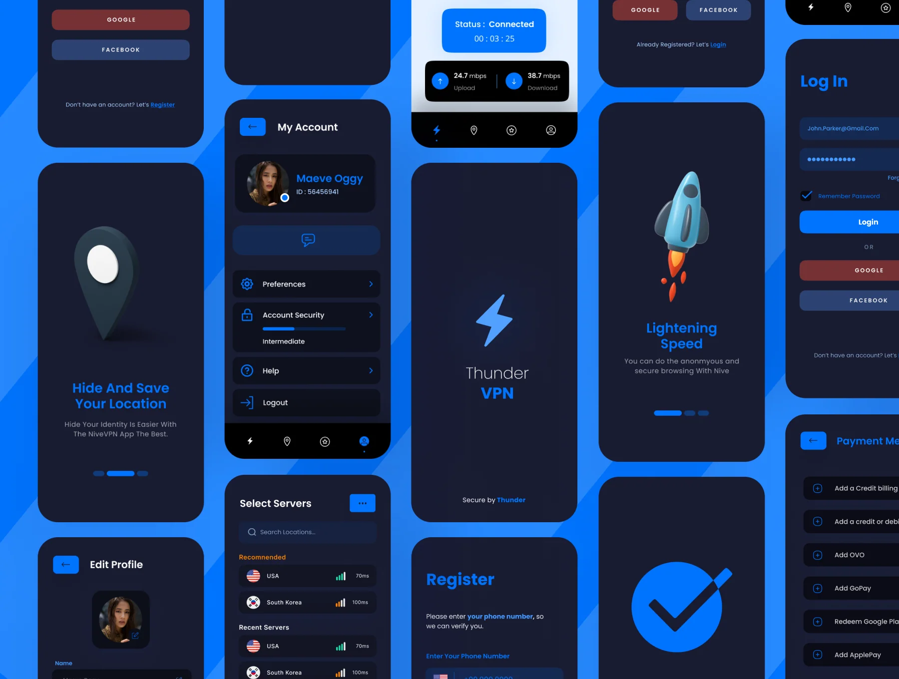 Thunder - A Premium Mobile VPN App UI Kit 6