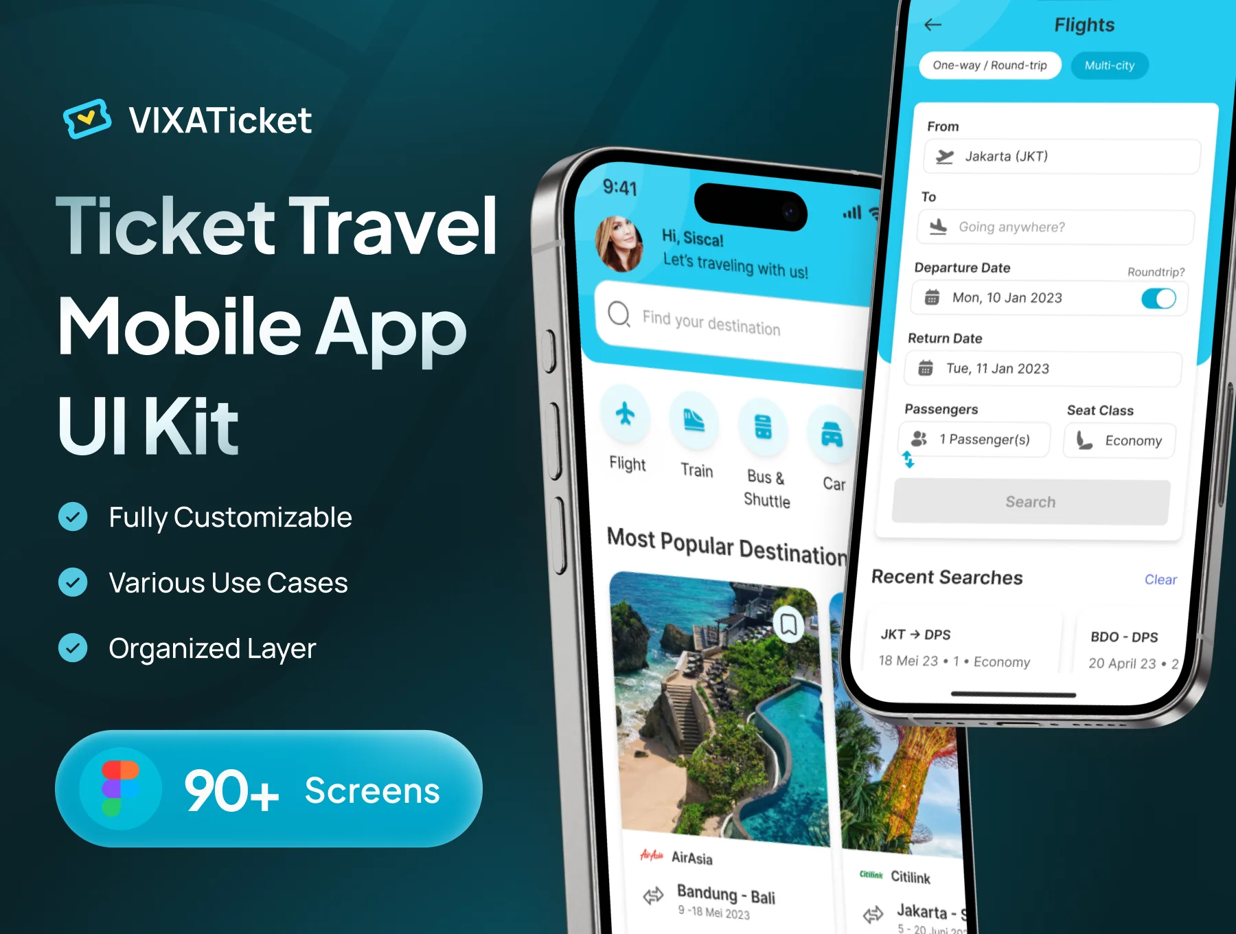VIXA Ticket - Ticket & Travel Mobile App UI Kit