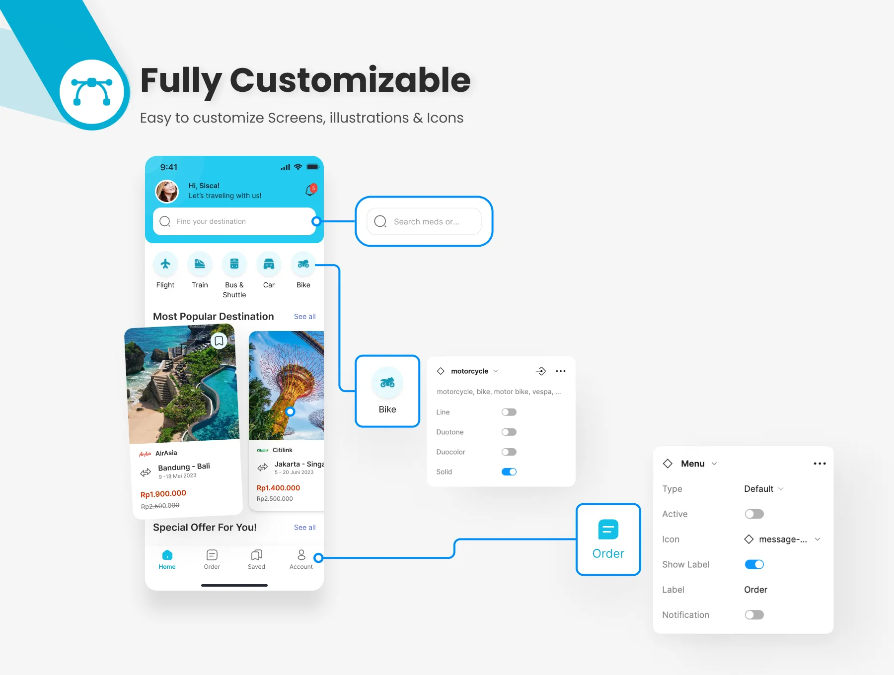 VIXA Ticket - Ticket & Travel Mobile App UI Kit 3