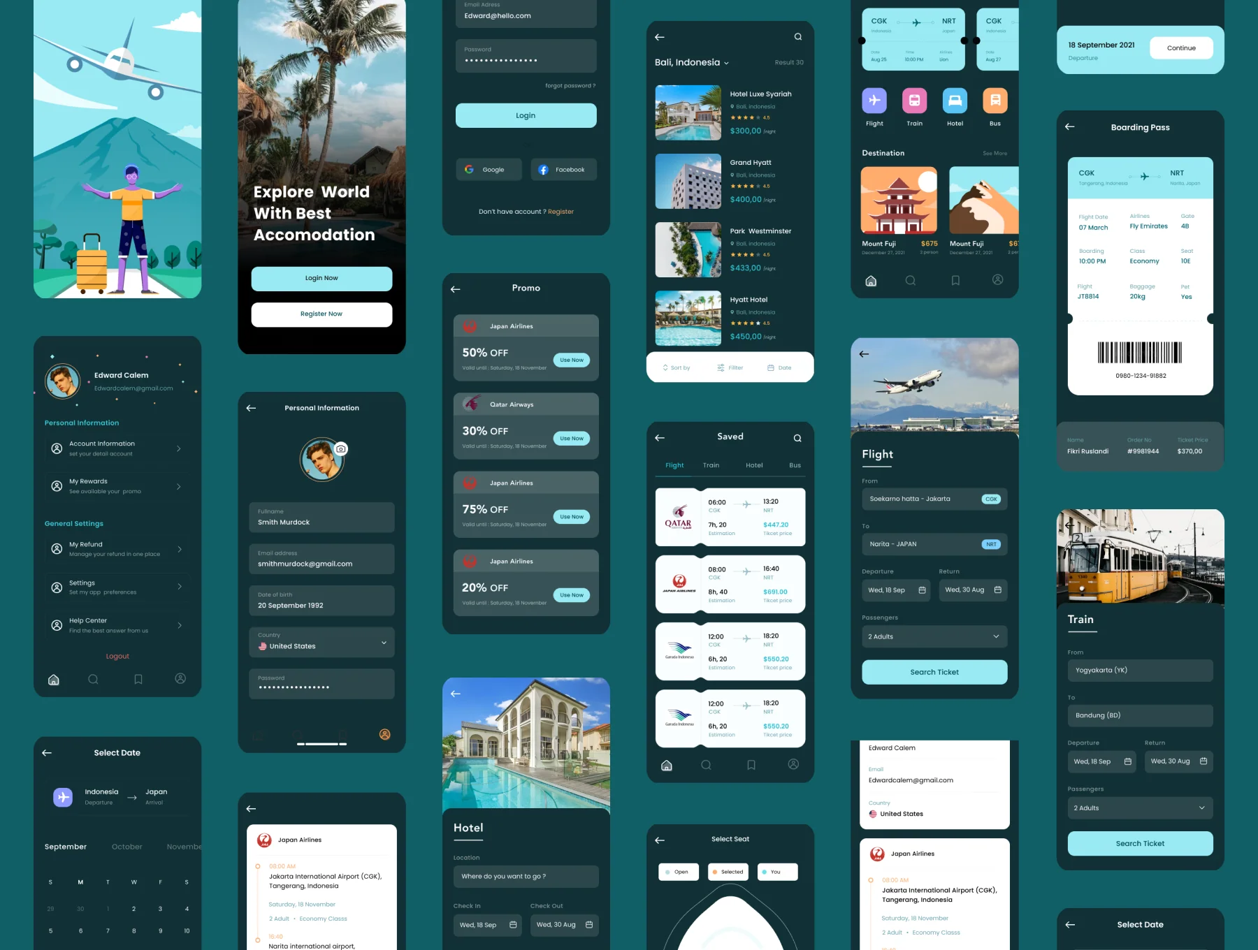 Booking Ticketing Flight, Hotel, Train, Bus App UI Kit 5