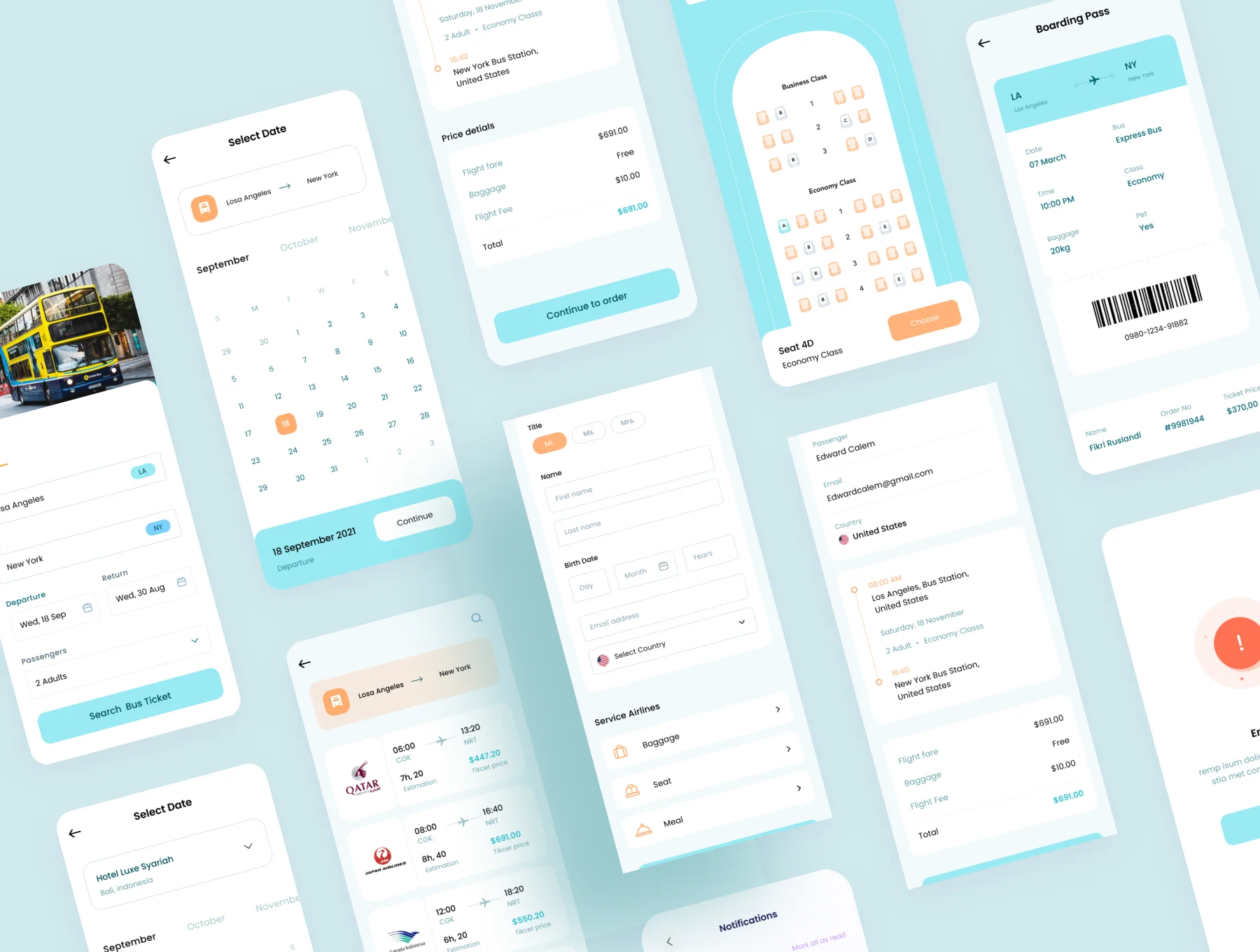 Booking Ticketing Flight, Hotel, Train, Bus App UI Kit 6