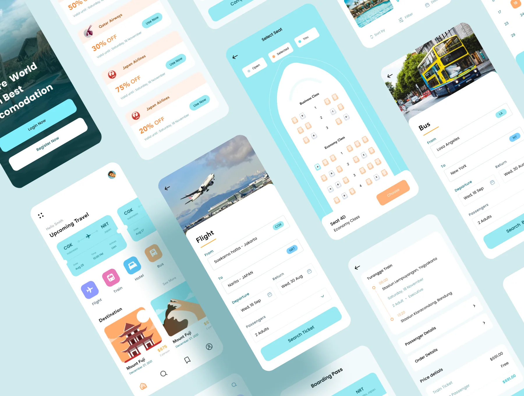 Booking Ticketing Flight, Hotel, Train, Bus App UI Kit 7