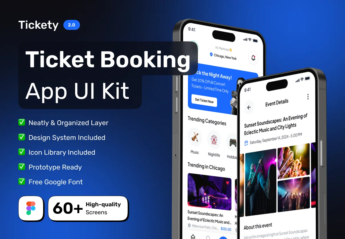 TICKETY - Event Ticket Booking & Management App UI Kit
