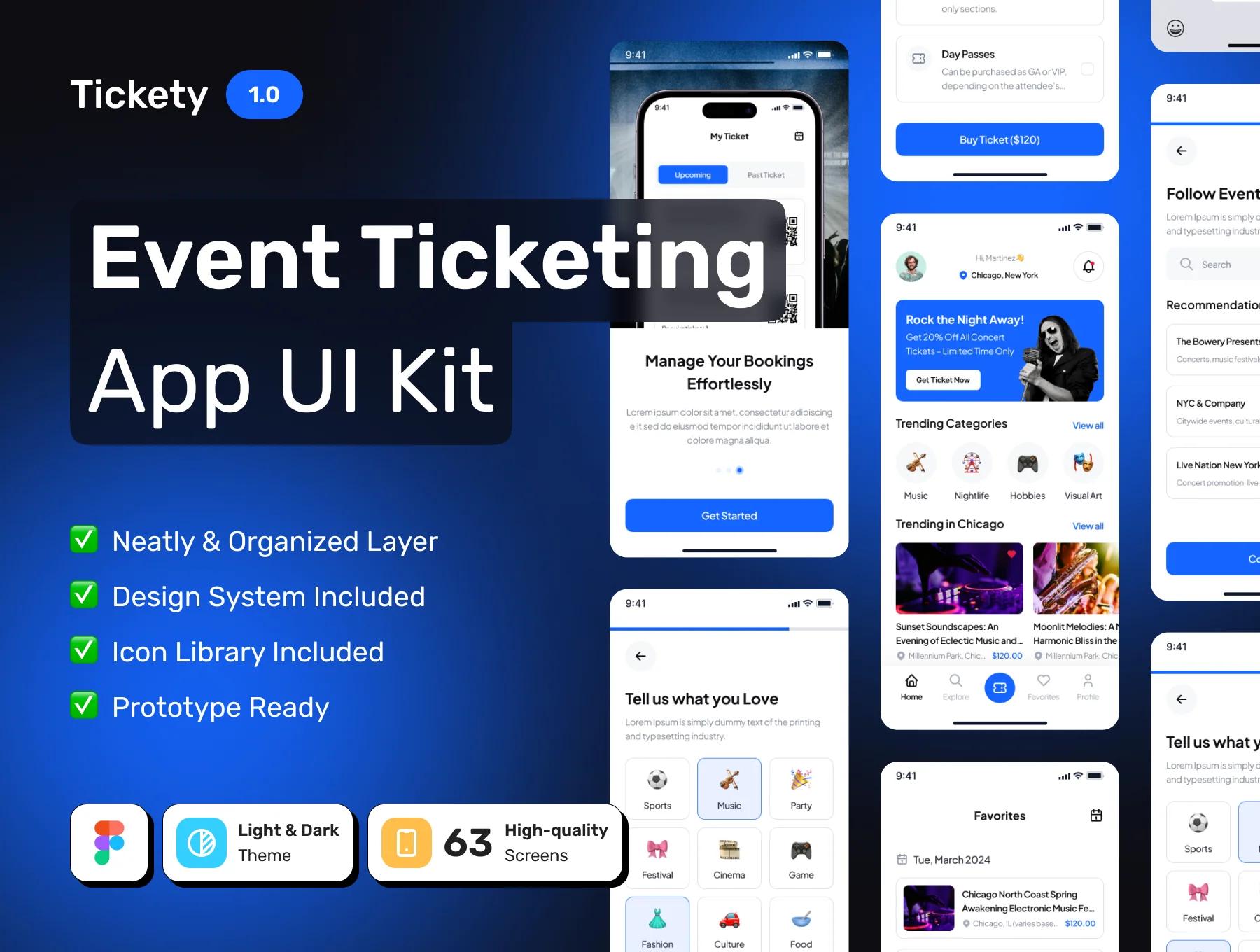 TICKETY - Event Ticket Booking & Management App UI Kit