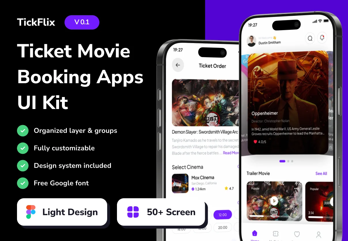 TickFlix -  Ticket Movie Booking Mobile App UI Kits