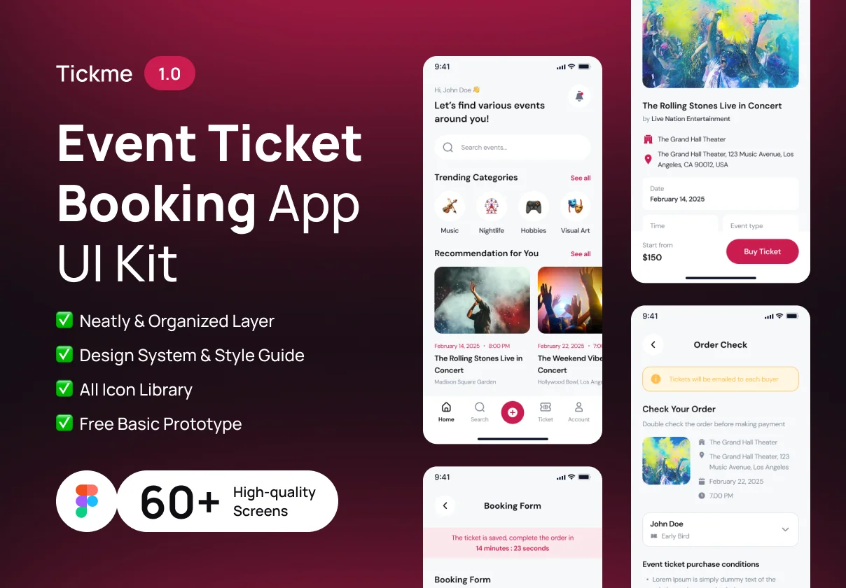 Tickme - Event Booking App UI Kit