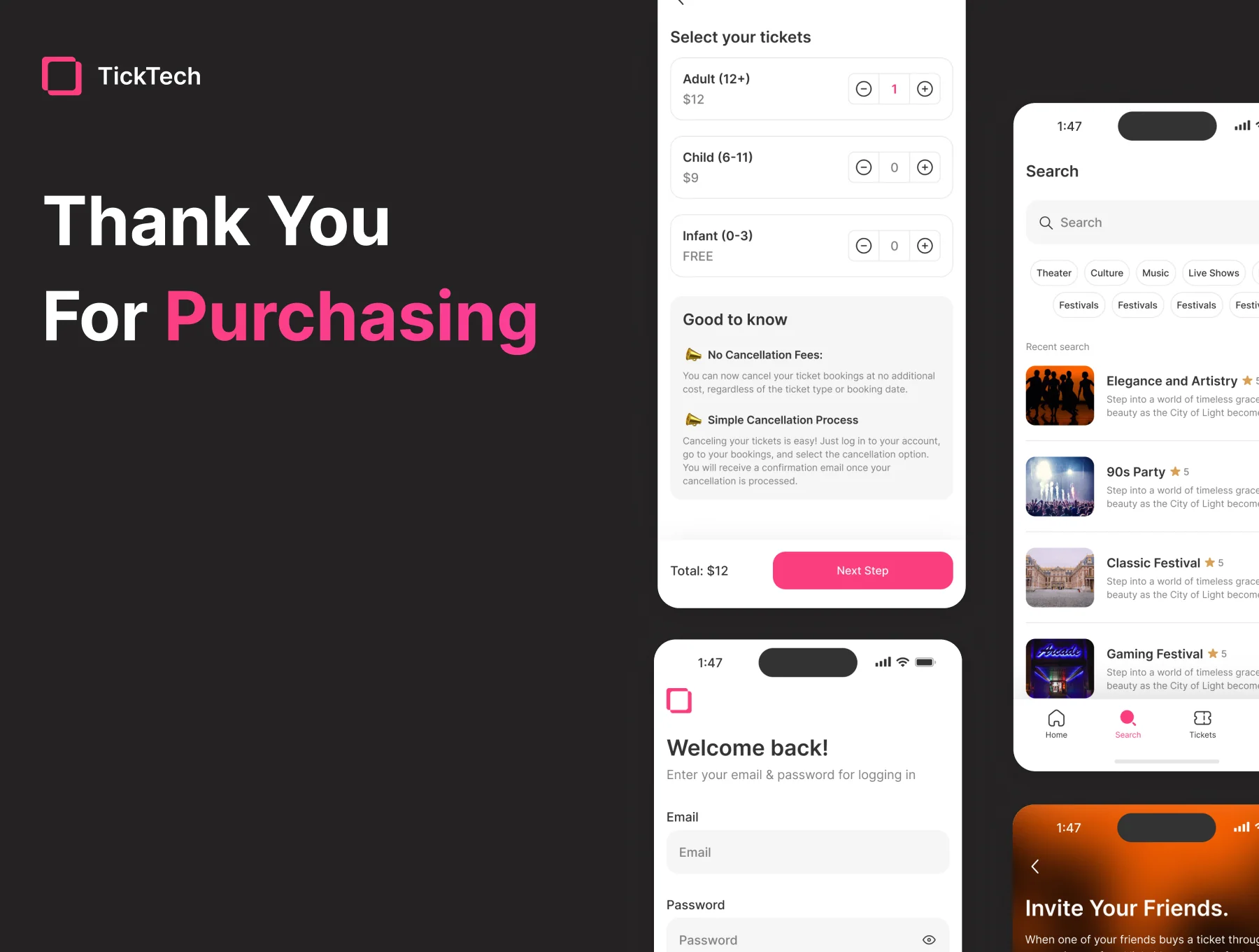 TickTech - Events Mobile App UI Kit 6