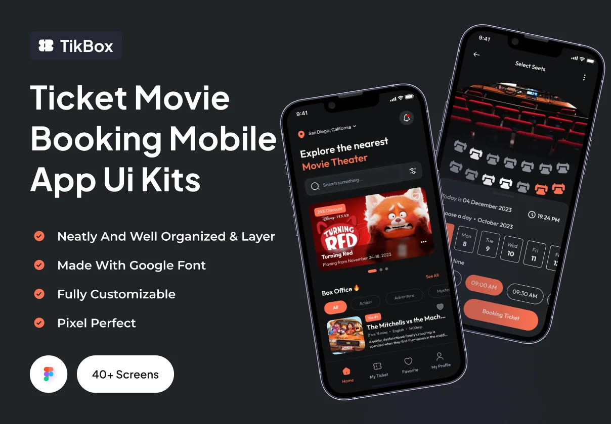 TikBox - Ticket Movie Booking Mobile App Ui Kits
