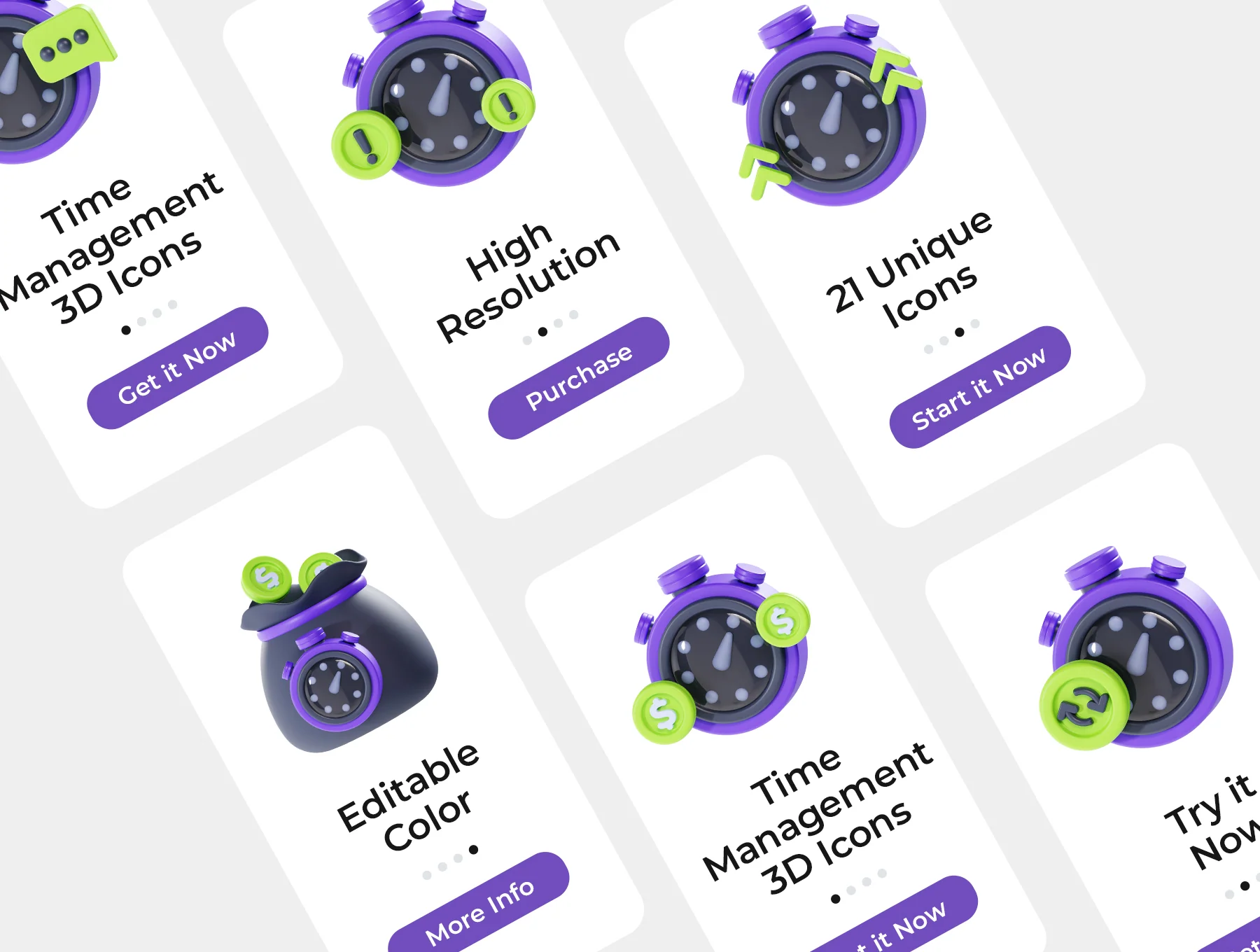 Time Management 3D Icons 5