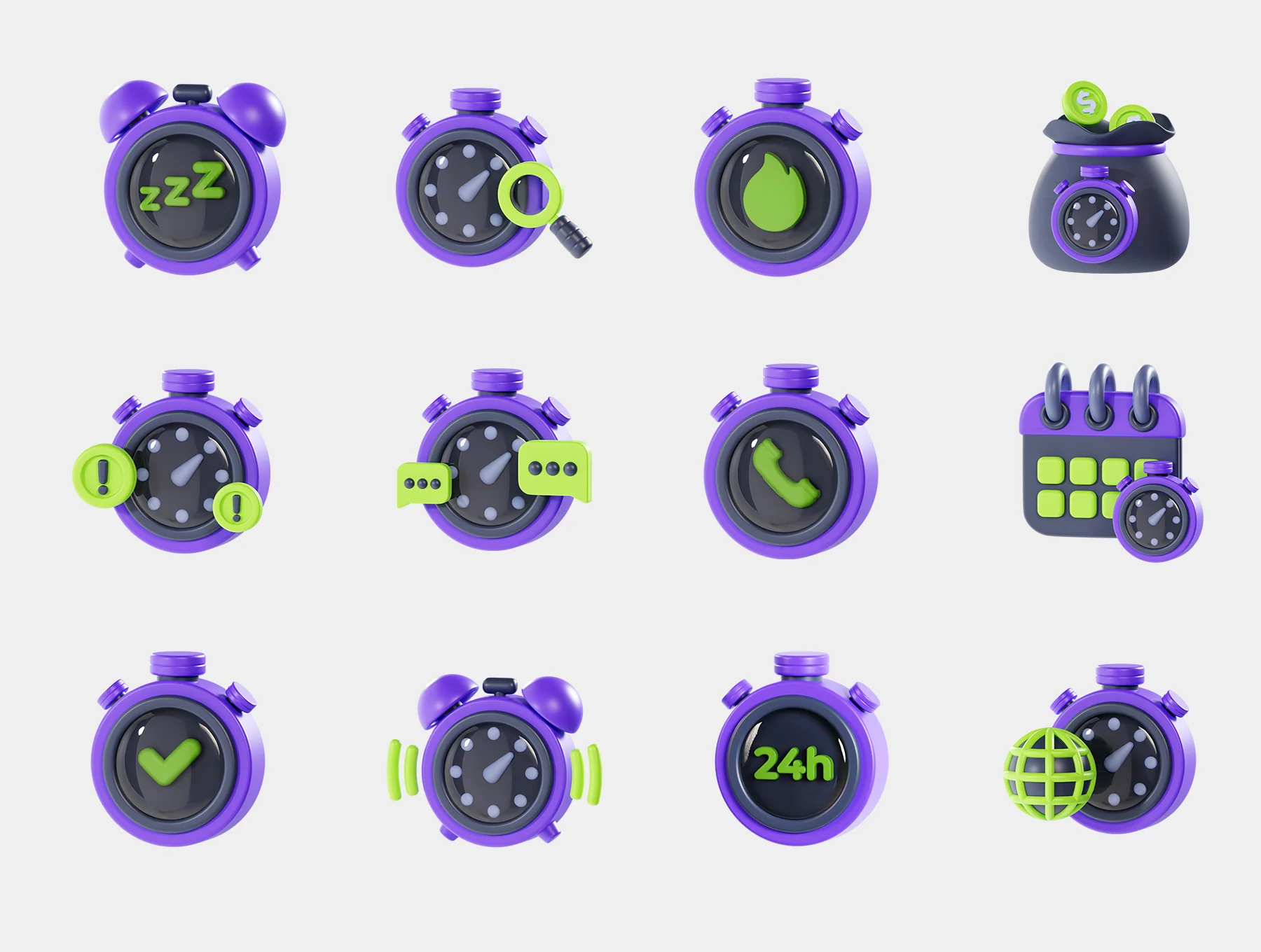 Time Management 3D Icons 7