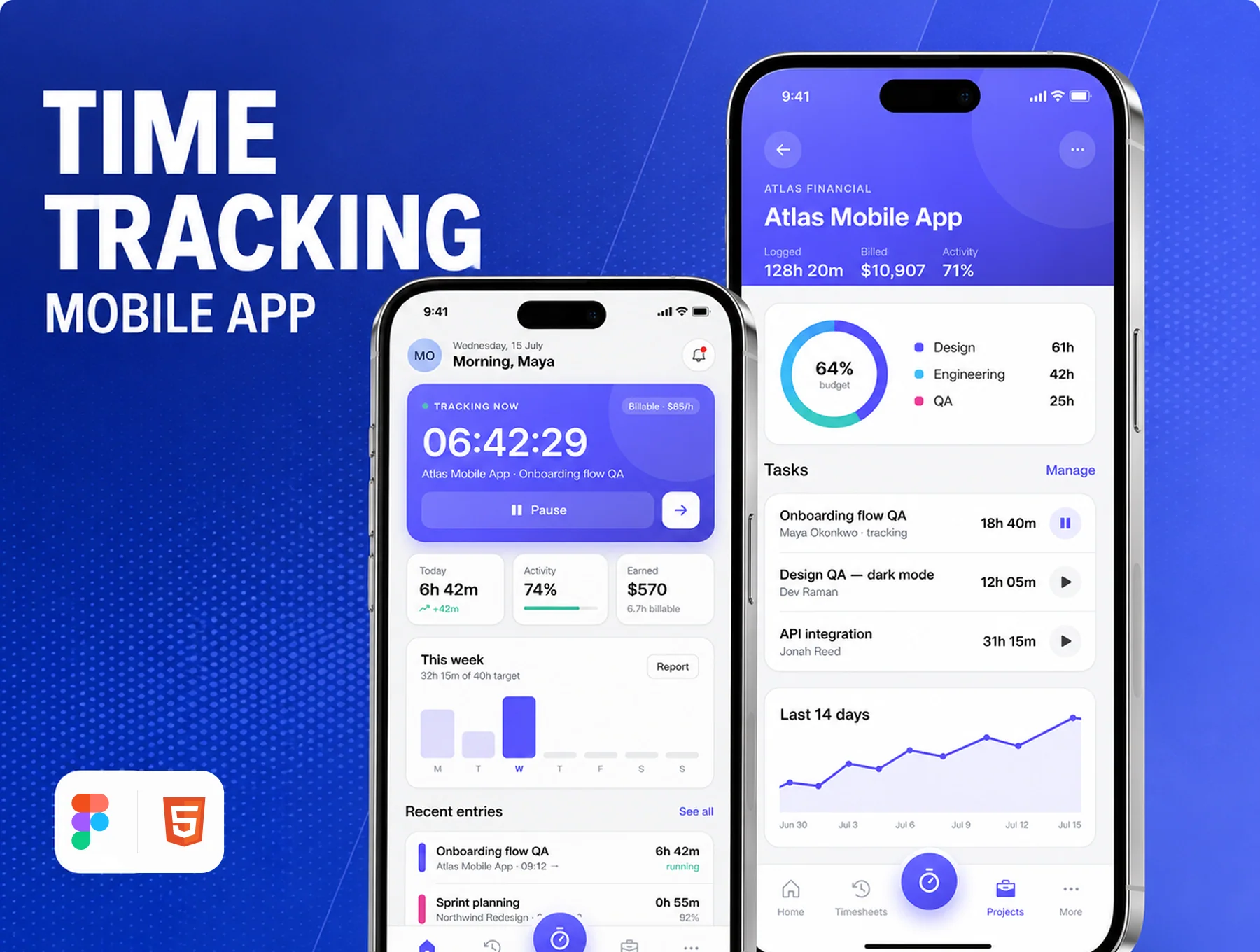 Time Tracker & Productivity Mobile App Design 3