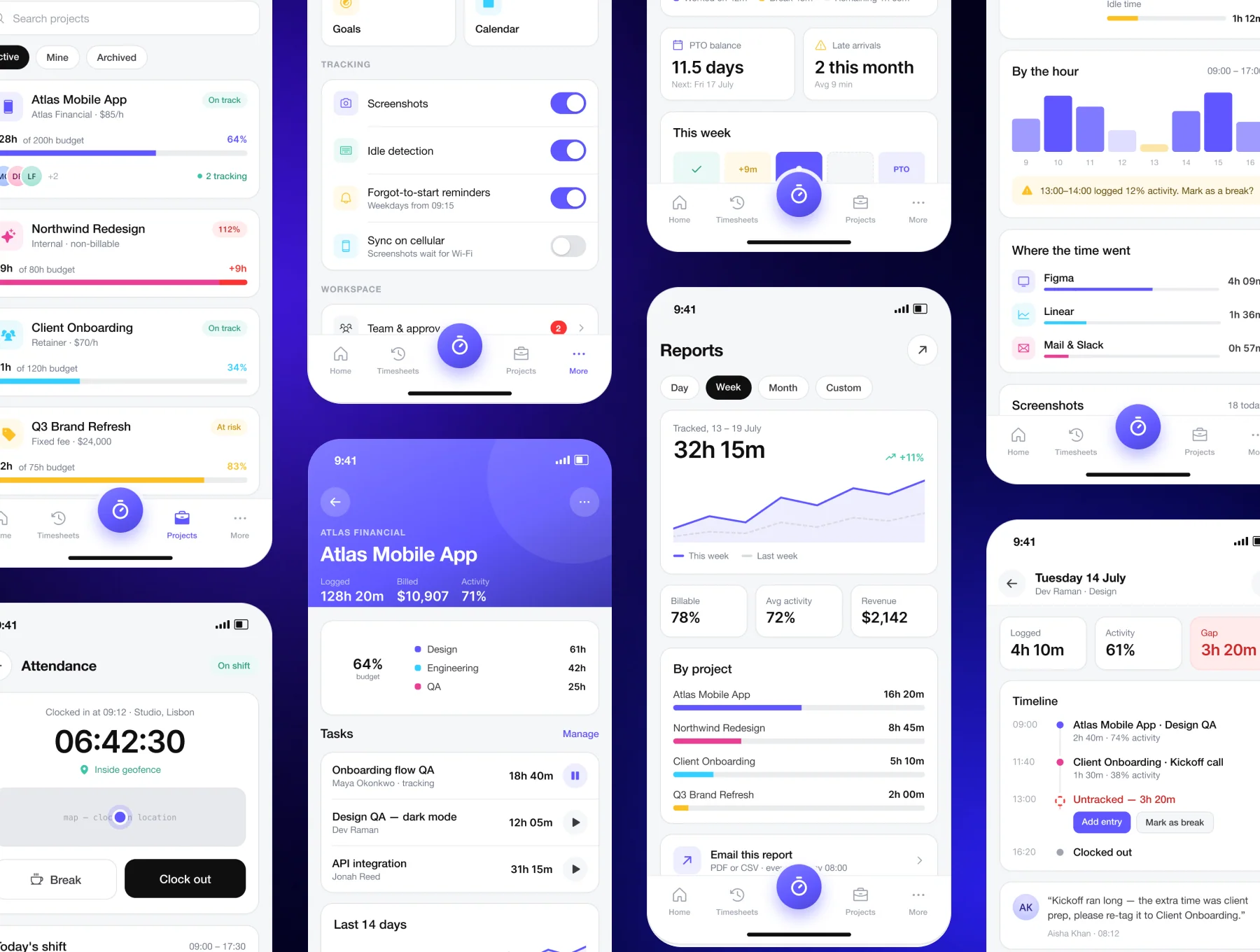 Time Tracker & Productivity Mobile App Design 4