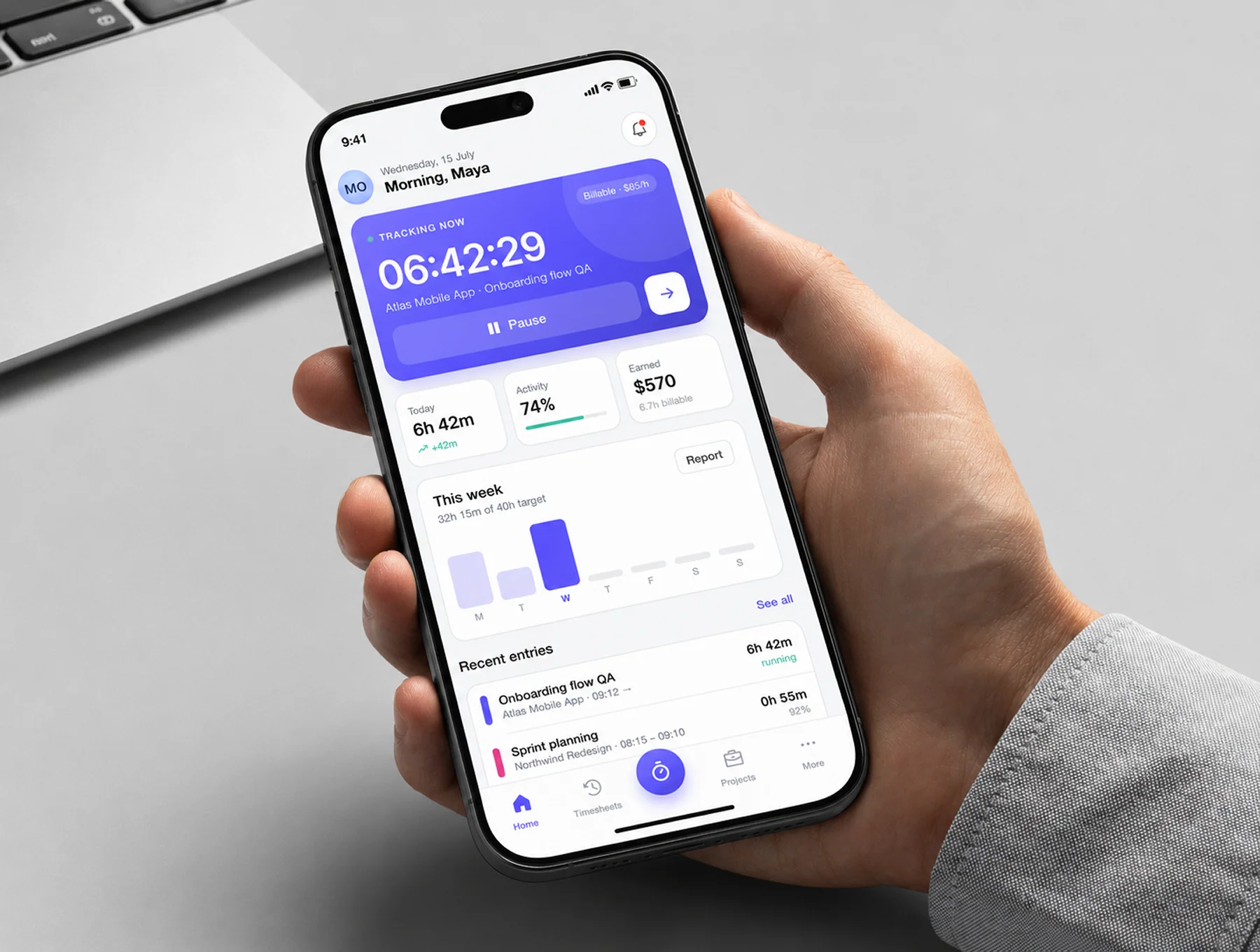 Time Tracker & Productivity Mobile App Design 5