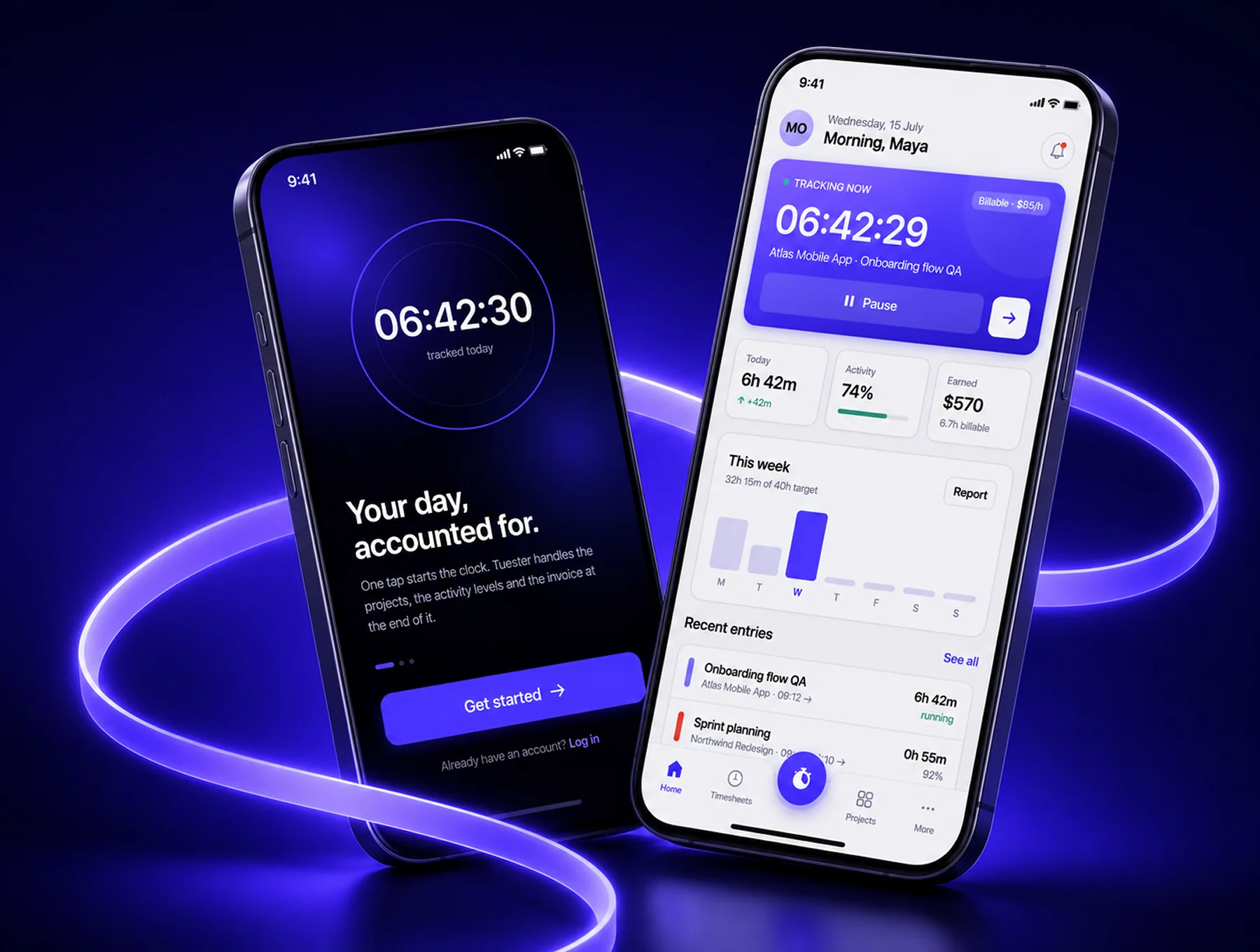 Time Tracker & Productivity Mobile App Design 6