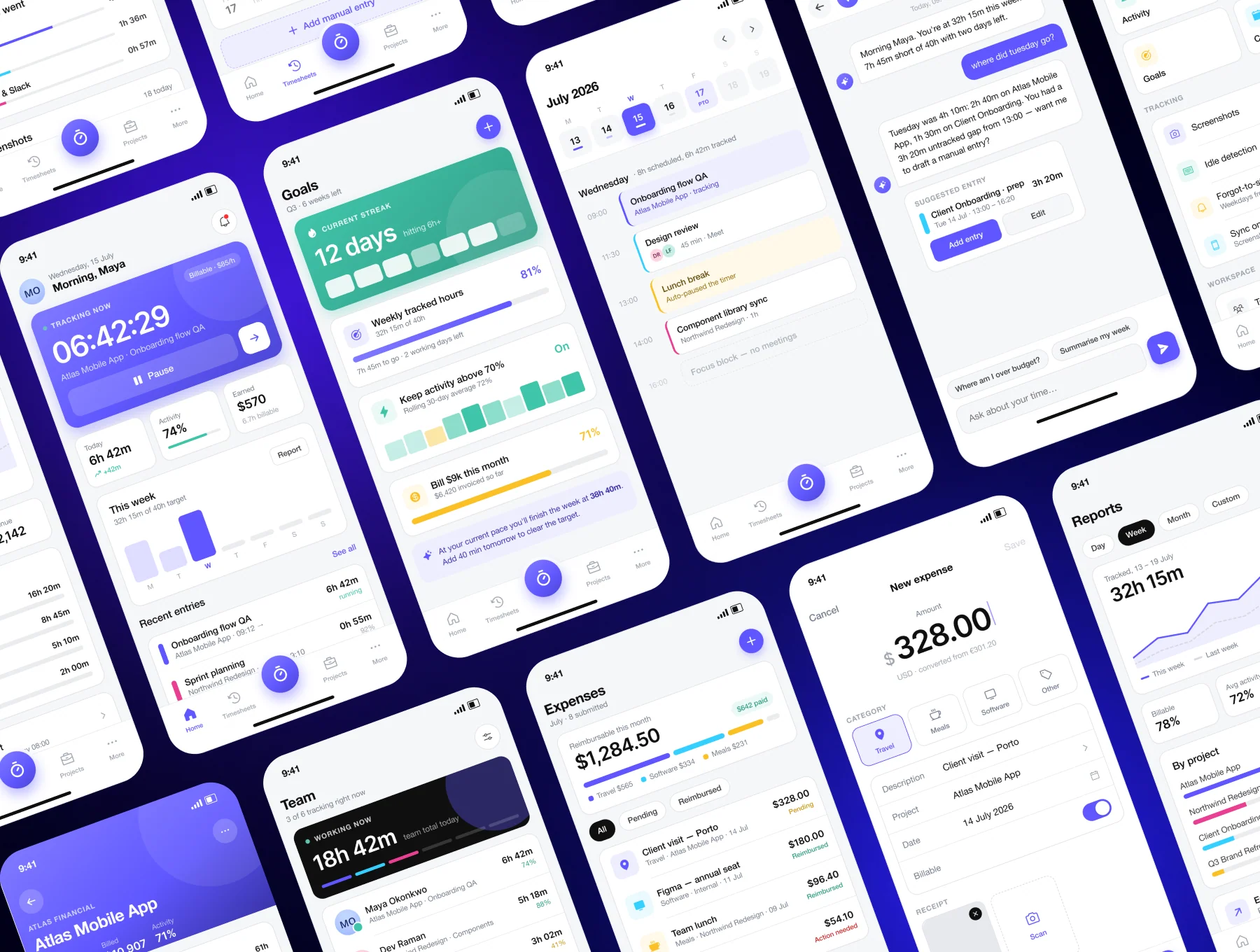 Time Tracker & Productivity Mobile App Design 7