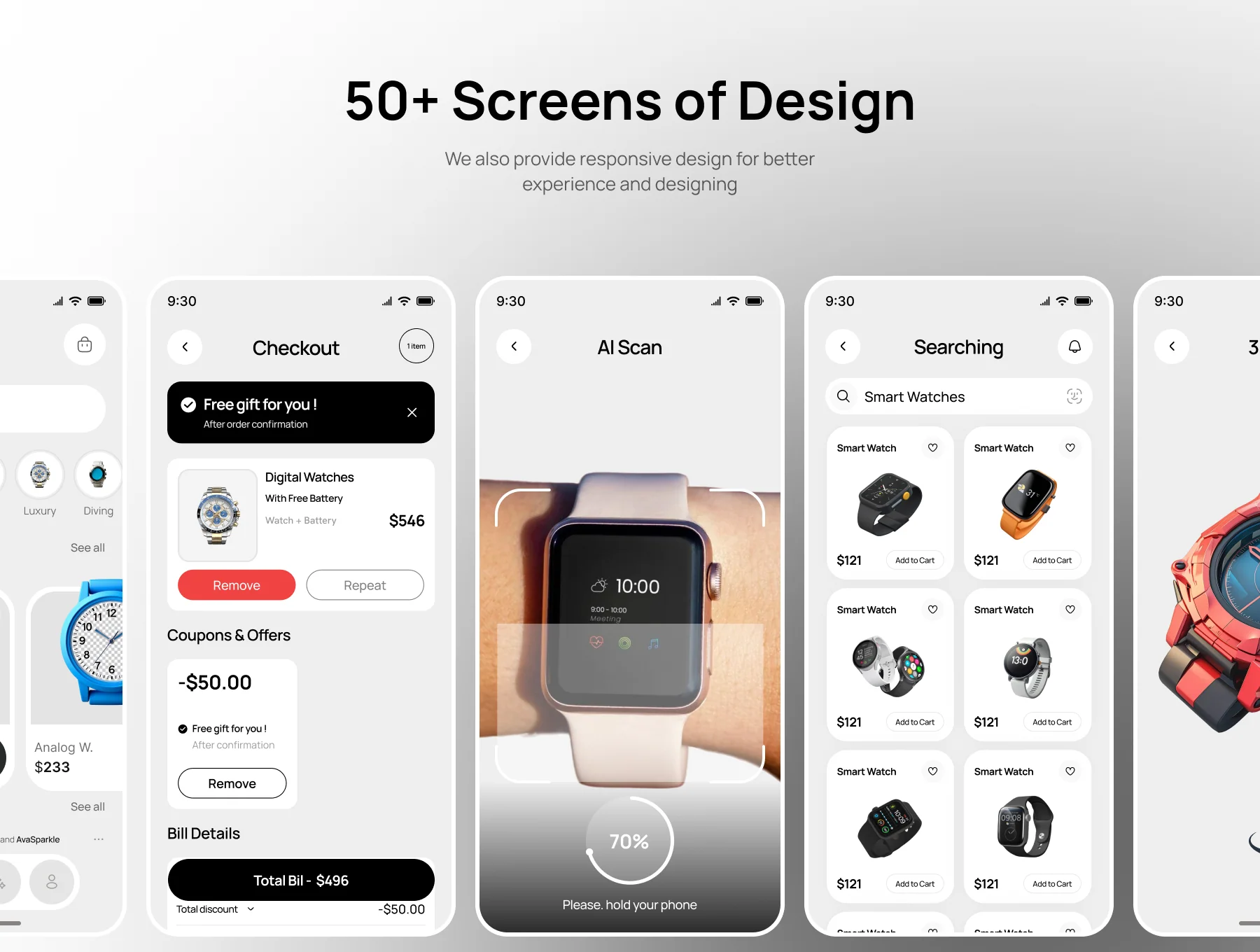 Timeora – Watch Store & Smartwatch Mobile App UI Kit 5