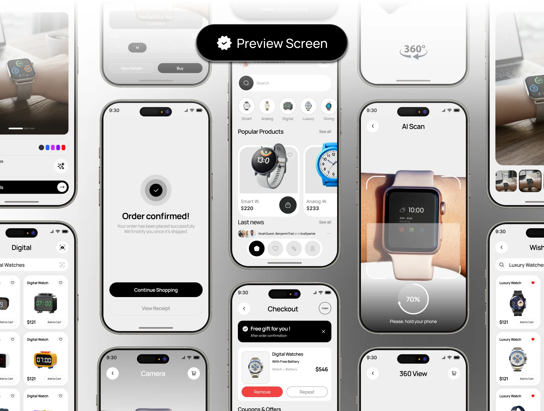 Timeora – Watch Store & Smartwatch Mobile App UI Kit 6