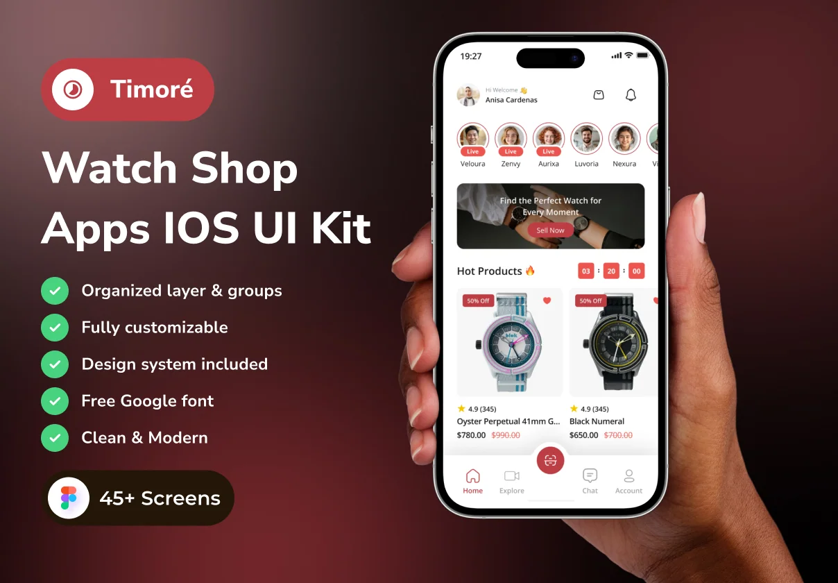 Timoré - Watch Shop App IOS UI Kits