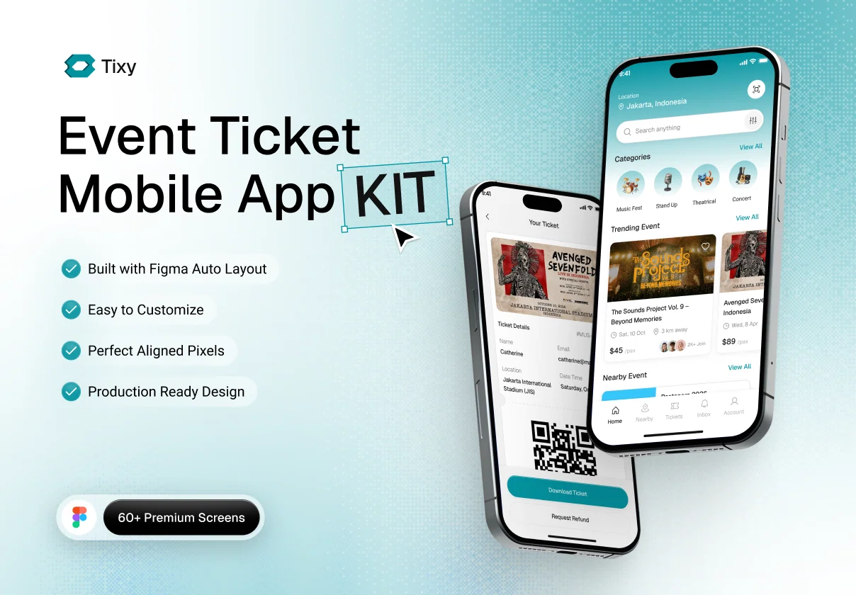 Tixy - Event Ticket Mobile App Kit