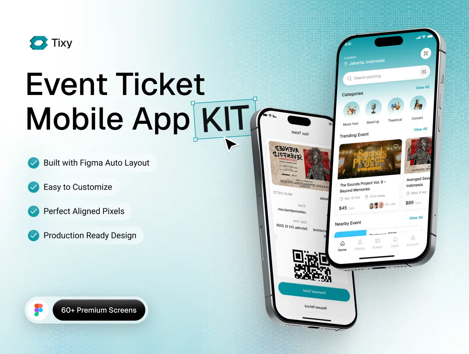 Tixy - Event Ticket Mobile App Kit
