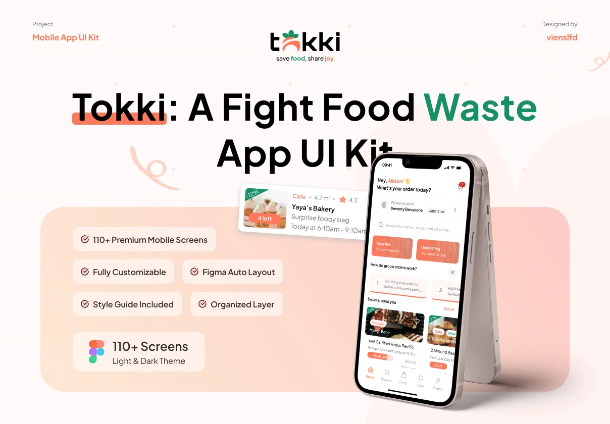 Tokki - Fight Food Waste App UI Kit