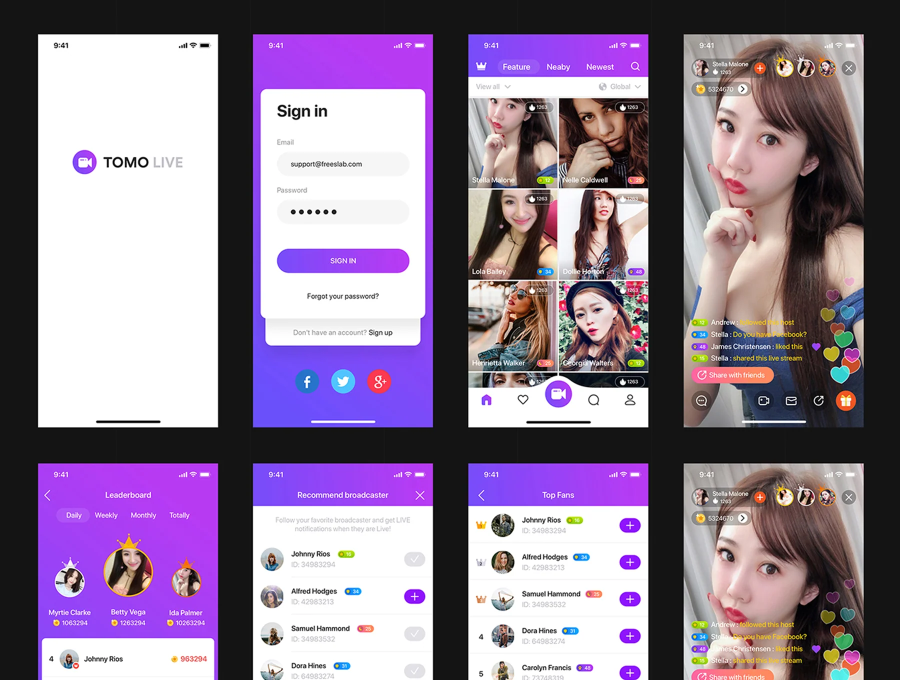 TOMO Video Live-streaming app UI Kit 5