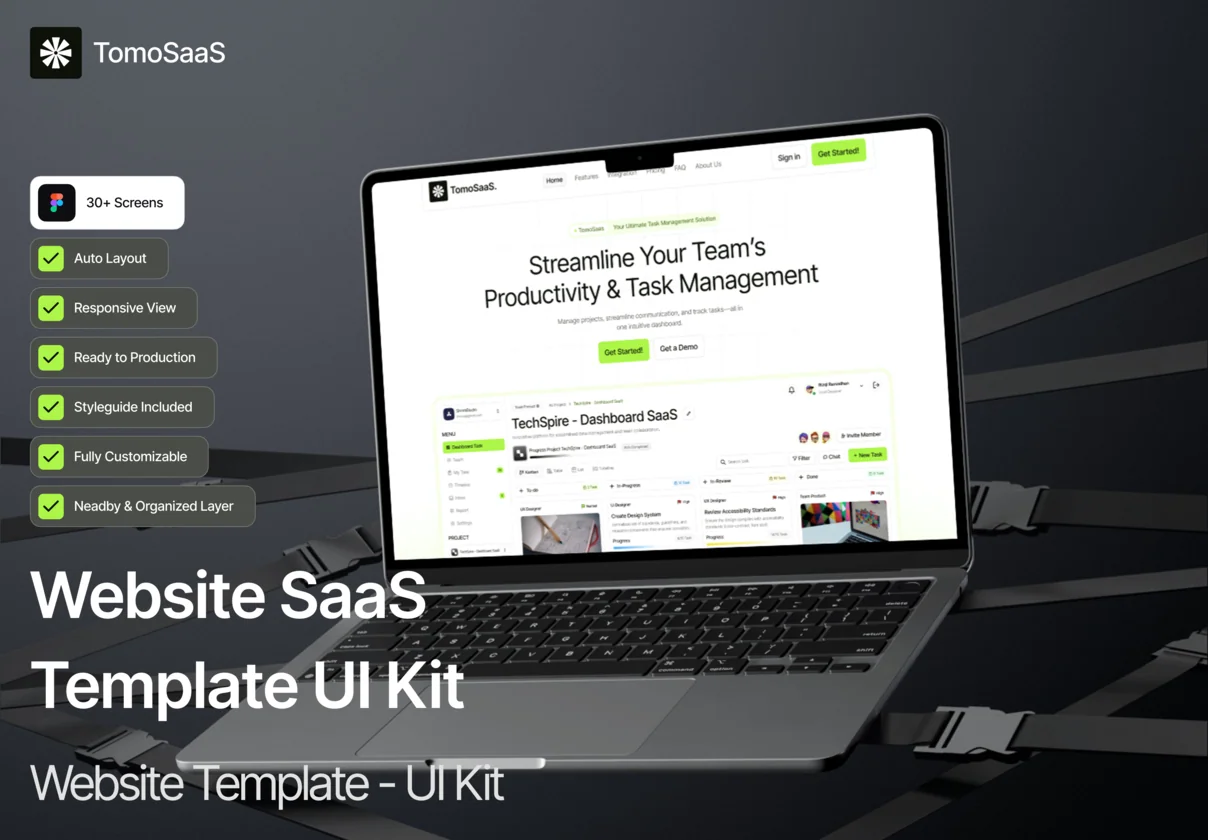Tomo - Task Management SaaS - Website SaaS UI Kit
