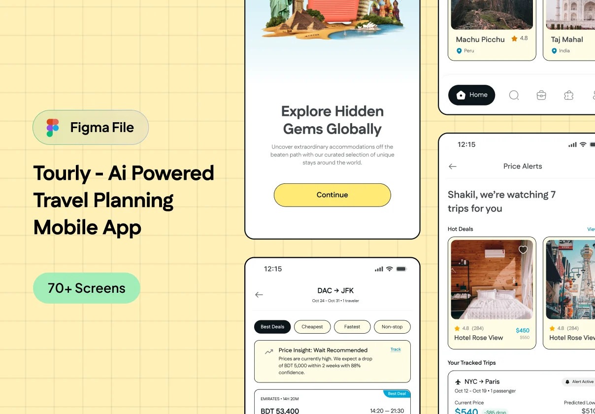 Tourly - Ai Powered Travel Planning Mobile App (Neo Brutalism)