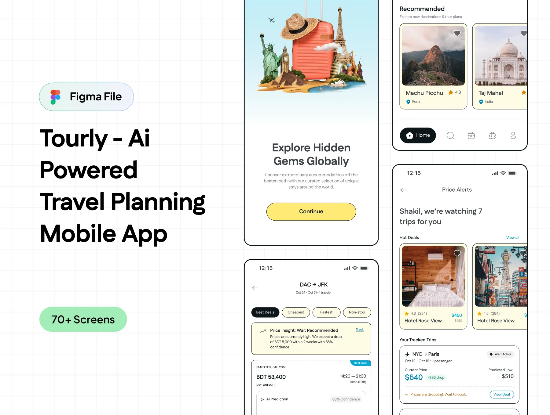 Tourly - Ai Powered Travel Planning Mobile App (Neo Brutalism)