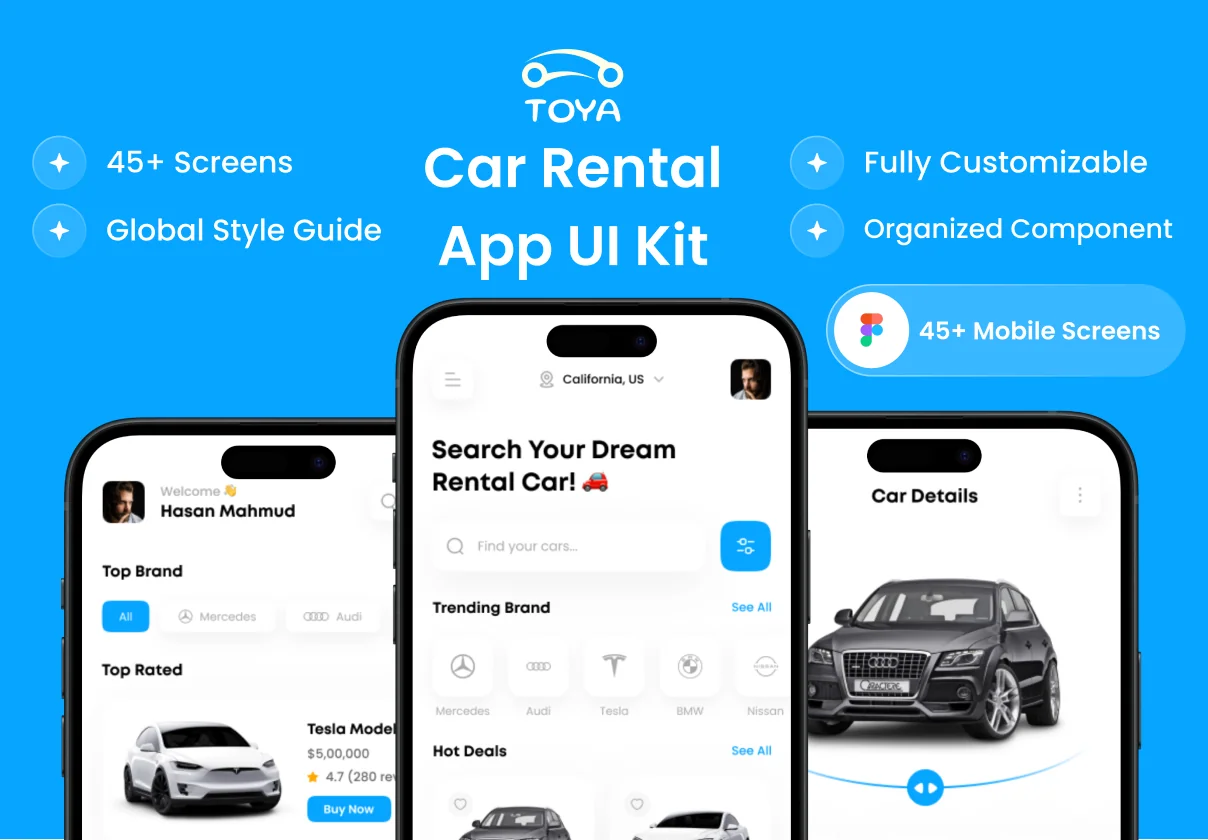 Toya - Car Rental Mobile App UI Kit