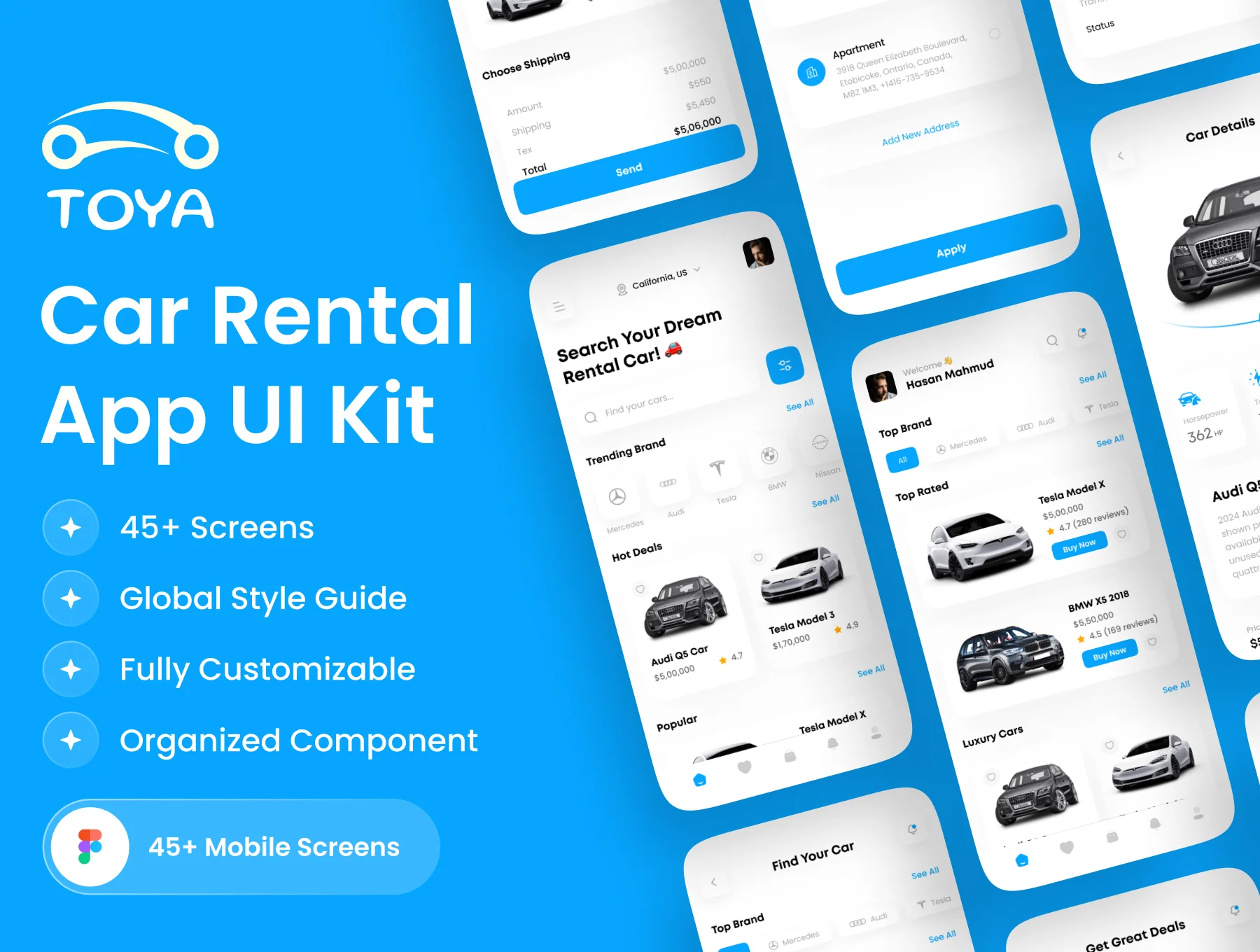 Toya - Car Rental Mobile App UI Kit