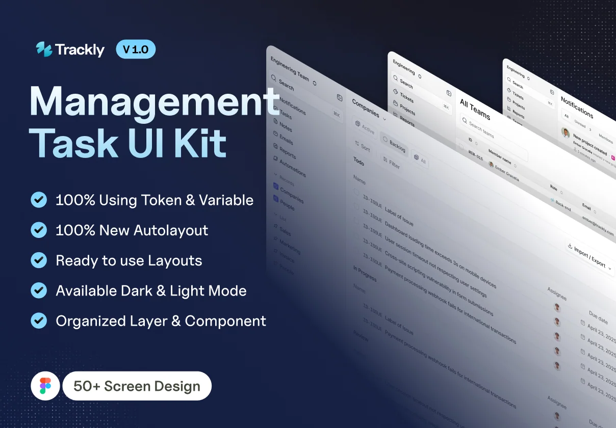 Trackly – Seamless Task Management Web App UI Kit