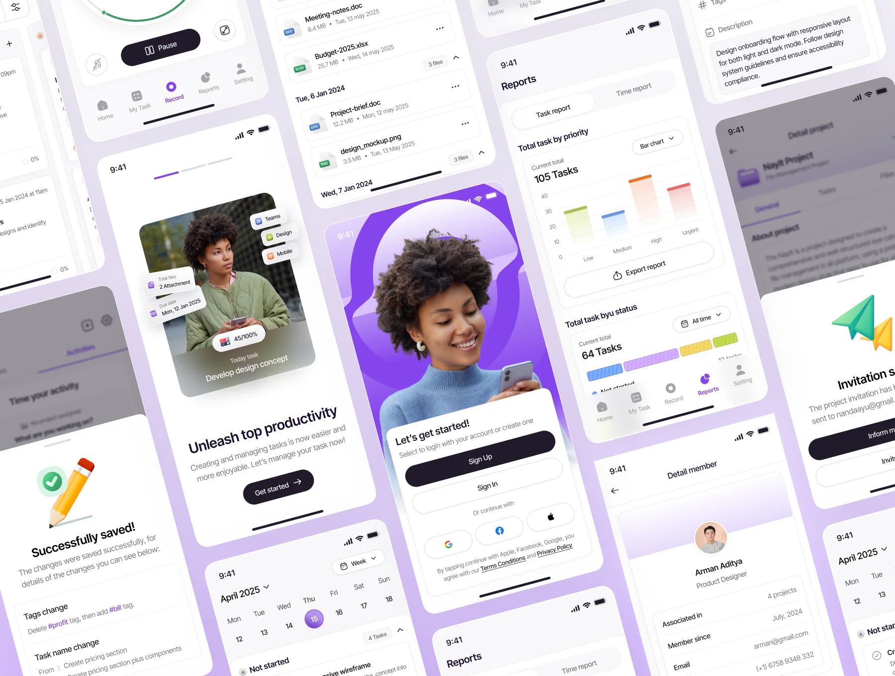 Trackzyn – Task & Time Tracker Mobile App UI Kit 7