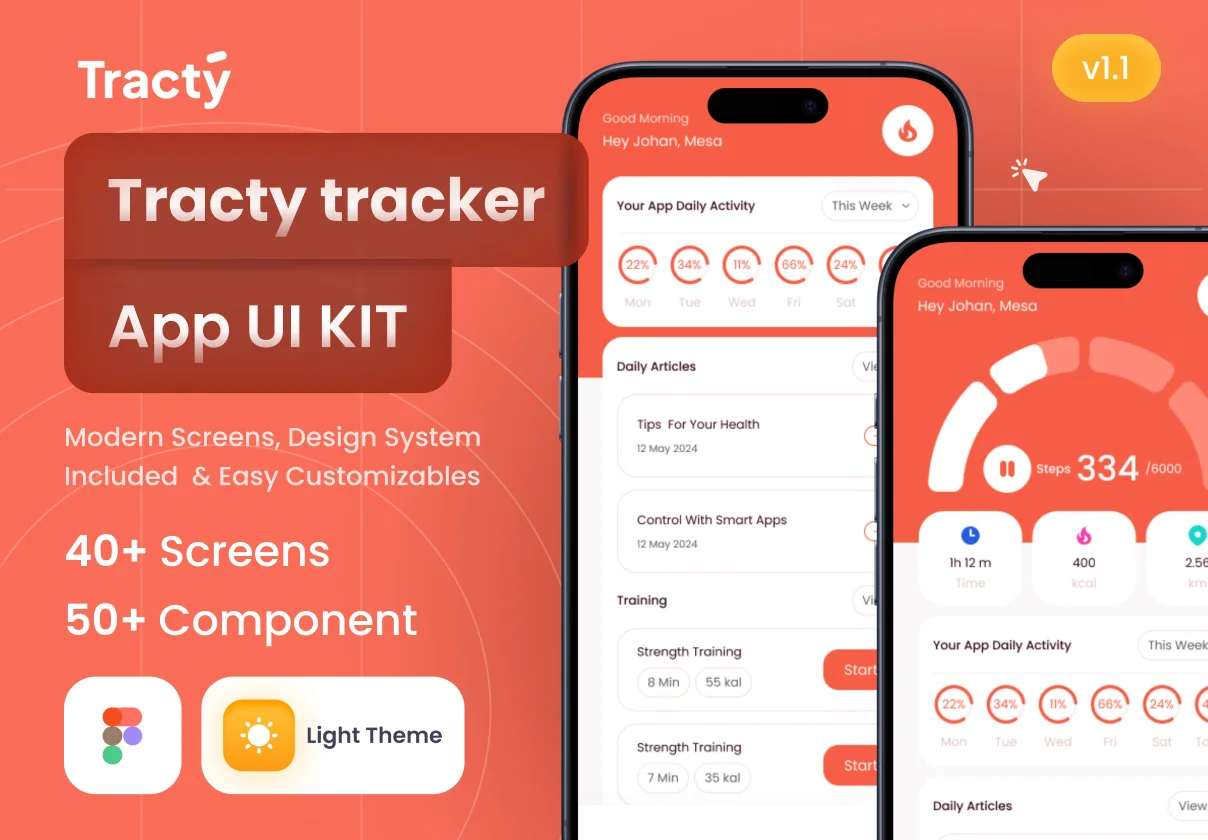 Tracty - tracker step Apps UI Kits