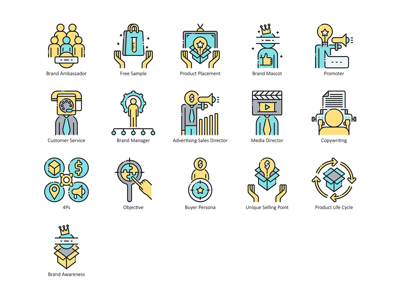 56 Traditional Marketing Icons | Aqua Series 4