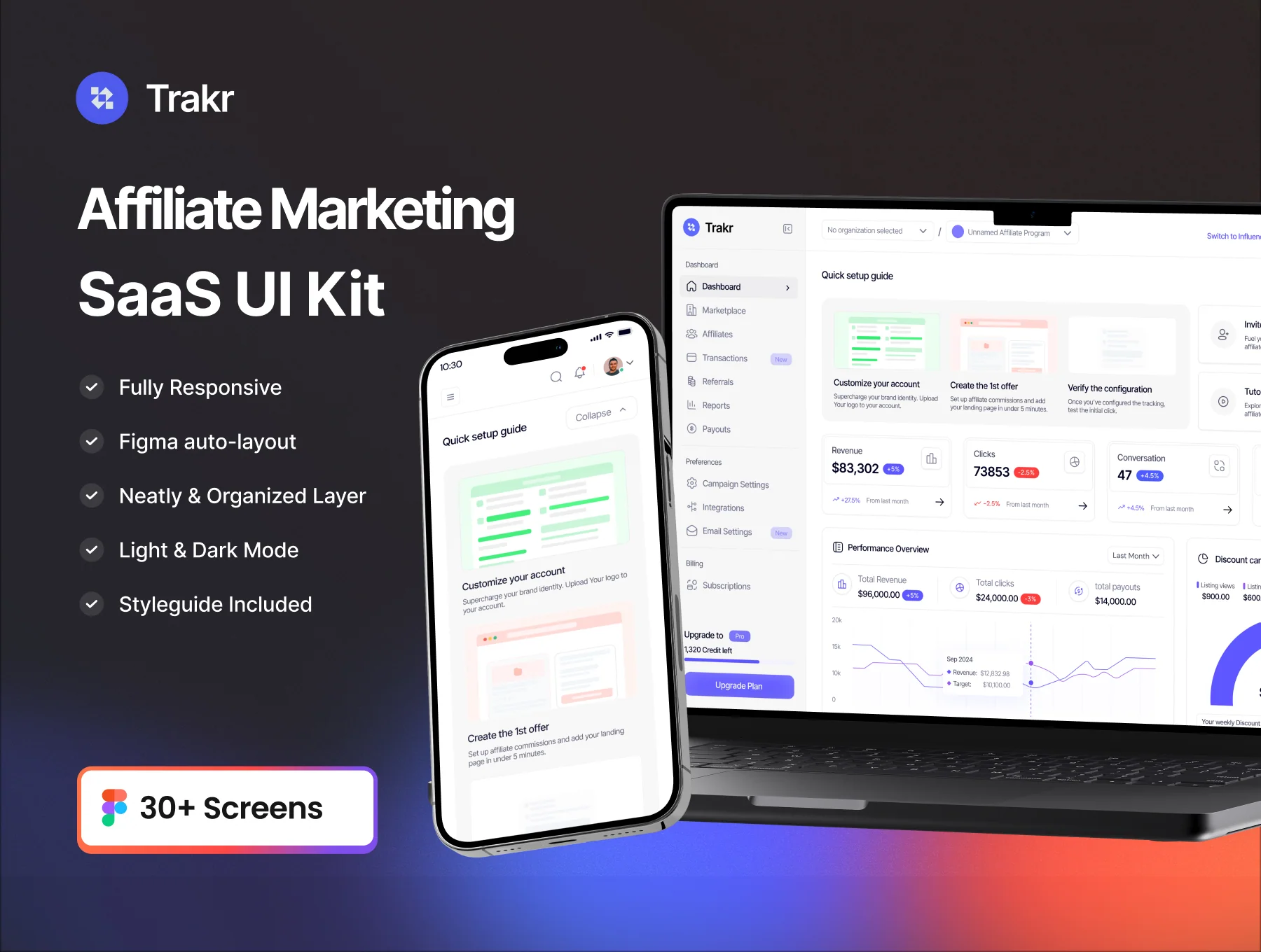 Trakr - Affiliate Marketing SaaS UI Kit
