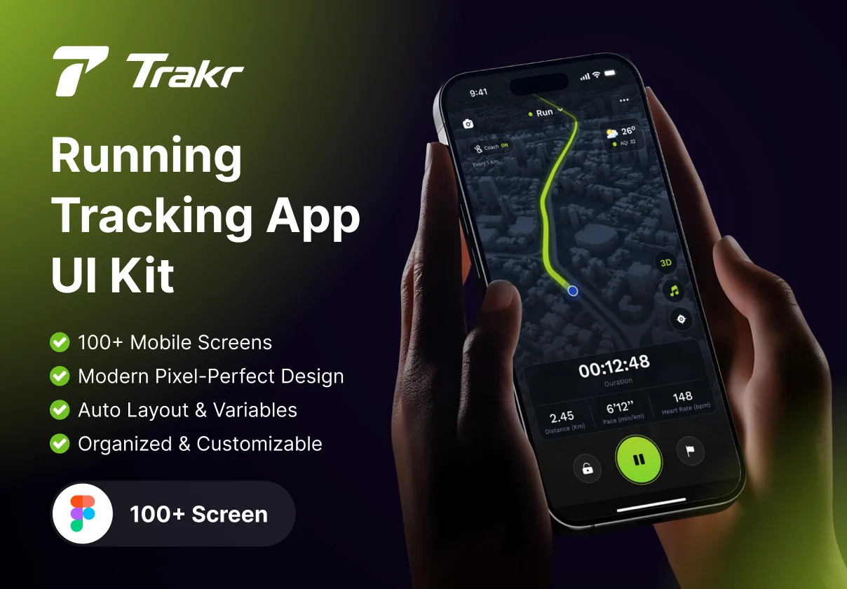 Trakr – Running Tracker App UI Kit