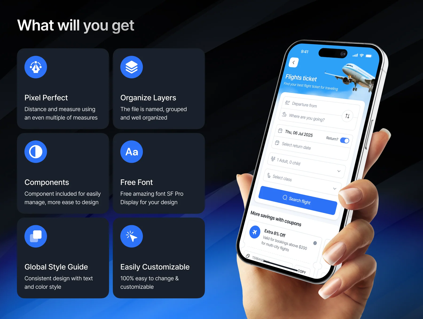 Transpeed - Flight Booking Mobile App UI Kit 2