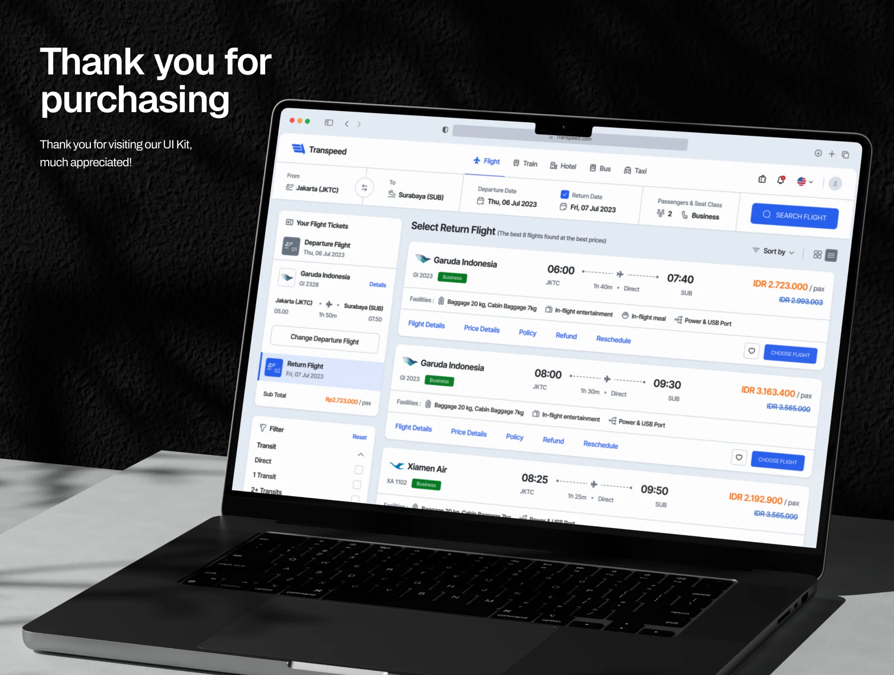 Transpeed – Flight Booking Website & Dashboard UI Kit 8