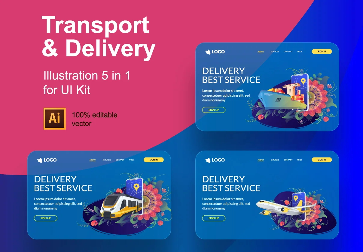 Transport & Delivery 5 illustration for UI Kit