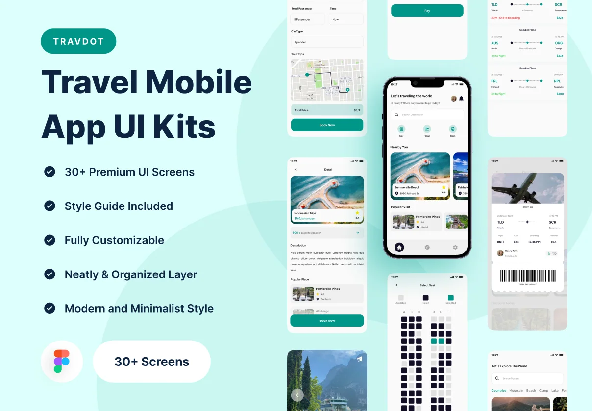 TravDot - Travel Mobile App UI Kits