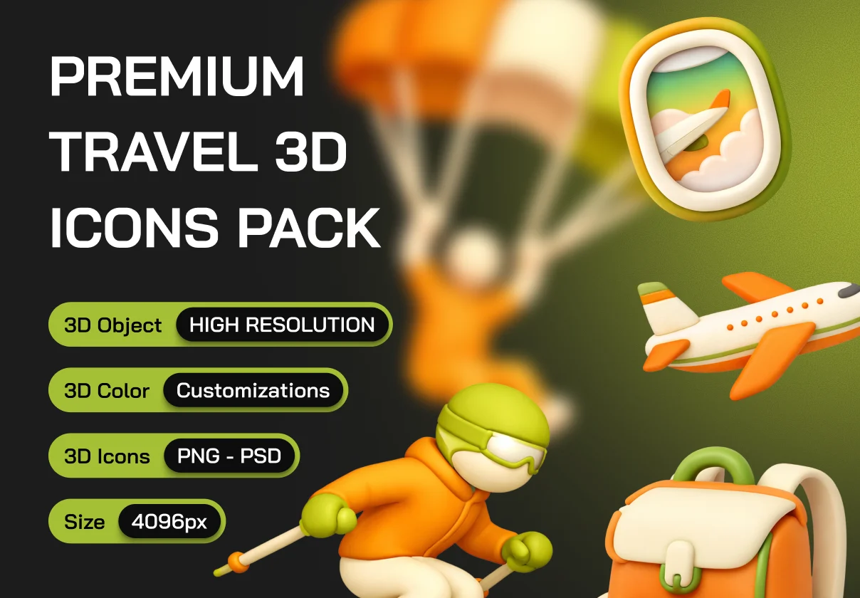 Travel 3D Icon Set