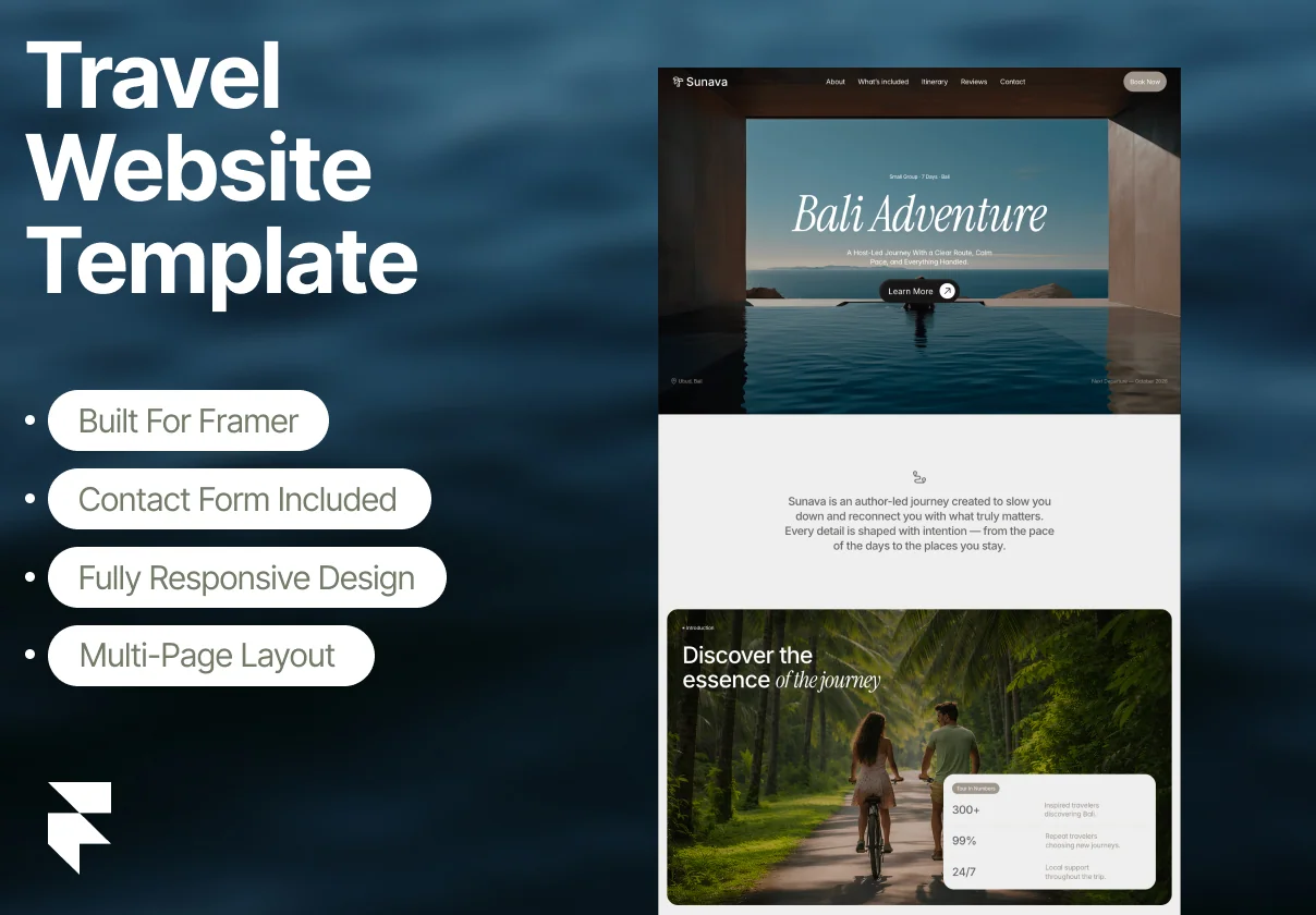 Travel Agency Website Framer Template