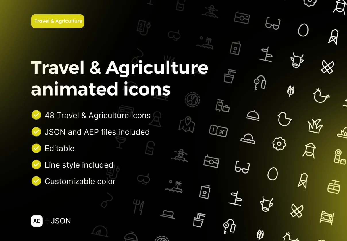 Travel & Agriculture Animated icons