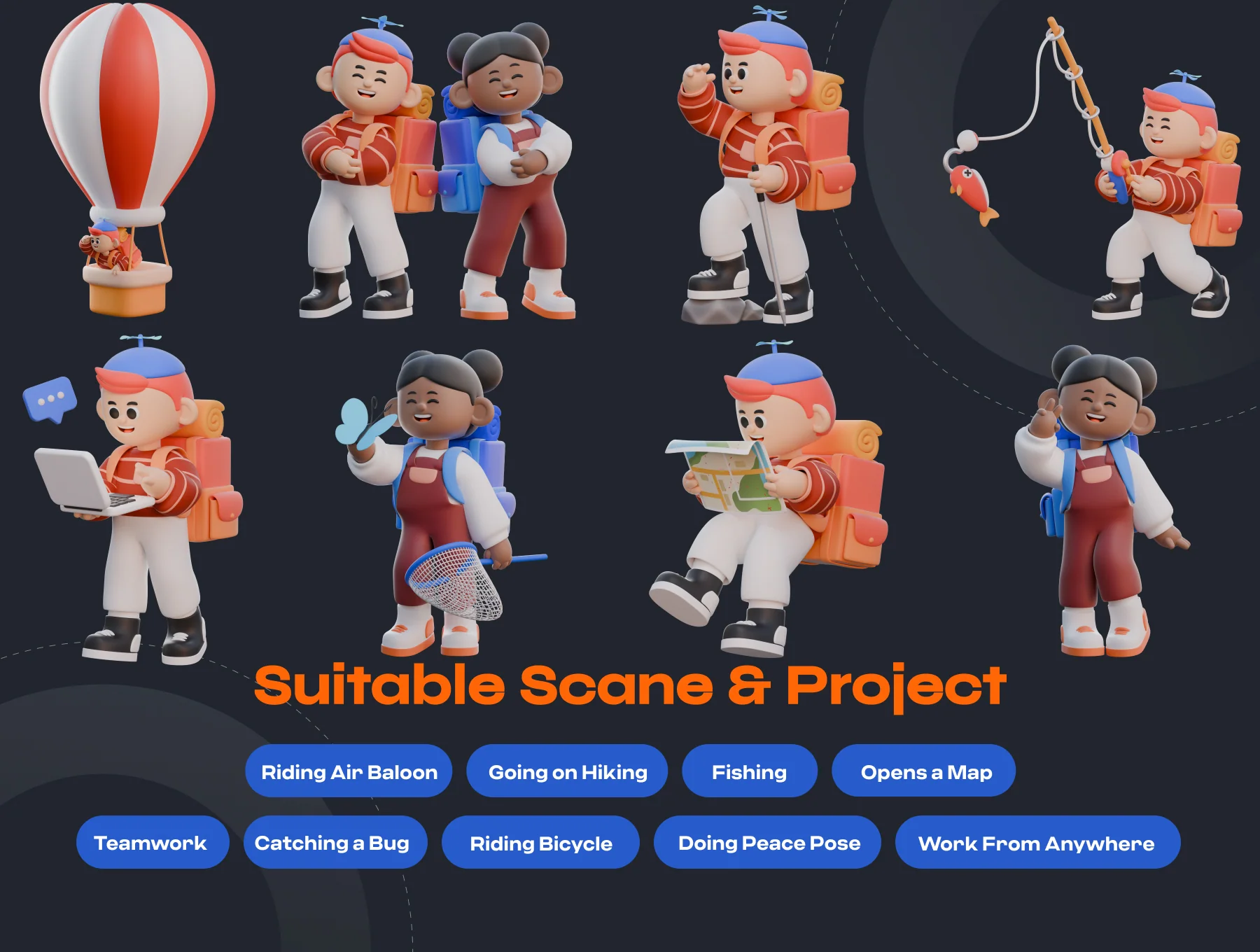 Travel and Adventure 3D Character pack 4